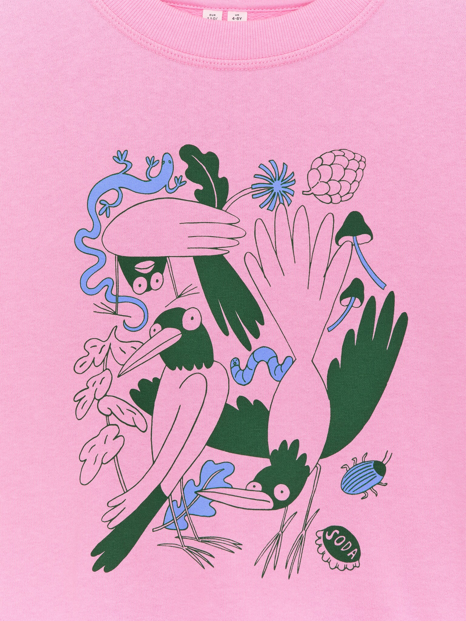 Sweatshirt - Rosa/fåglar/Mörkblå/Grå/gepard/Vinröd/vargar - 3