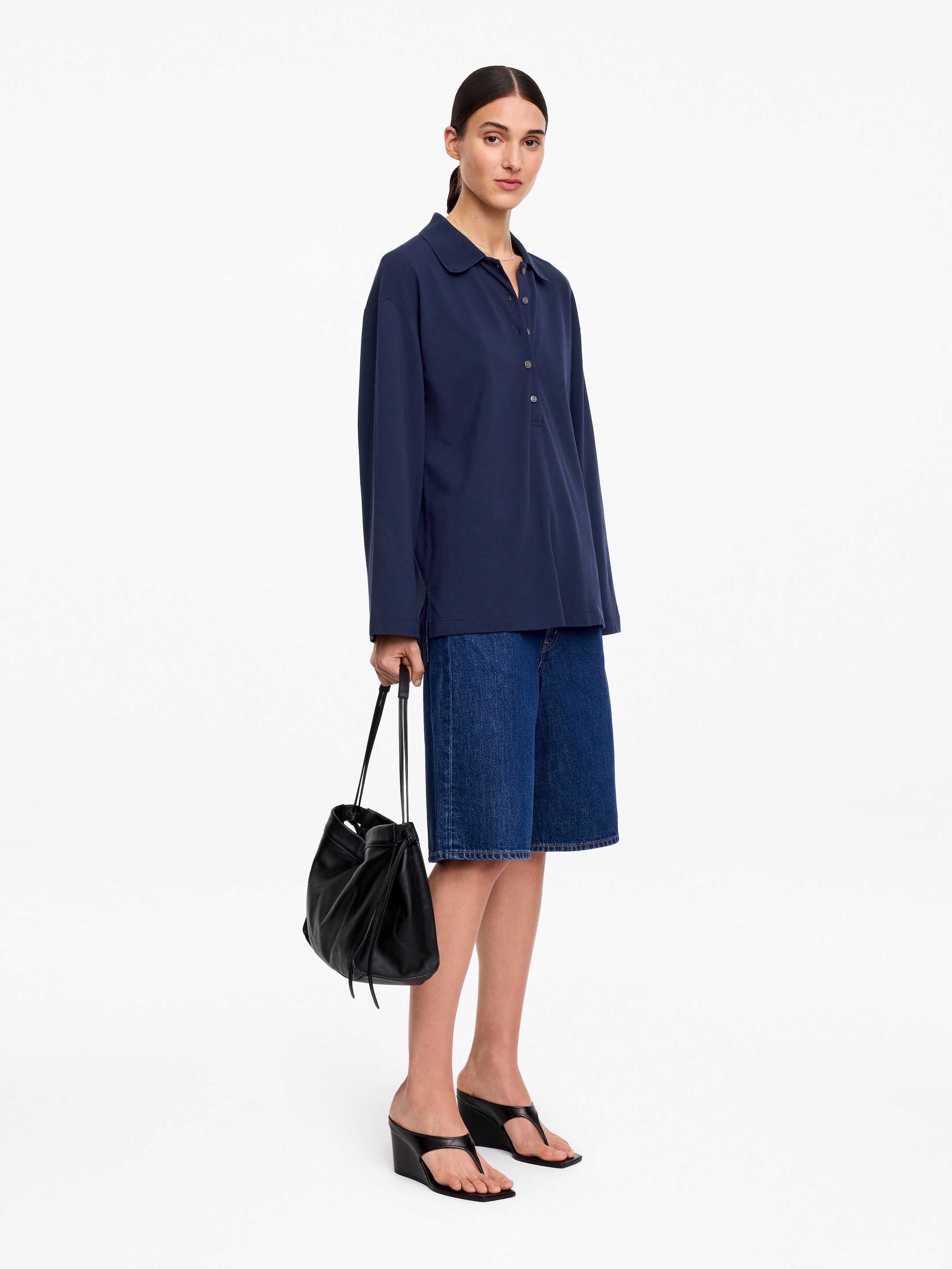Polo en piqué - Bleu foncé - Regular fit - Femme - StillMedia/Lookbook - 2