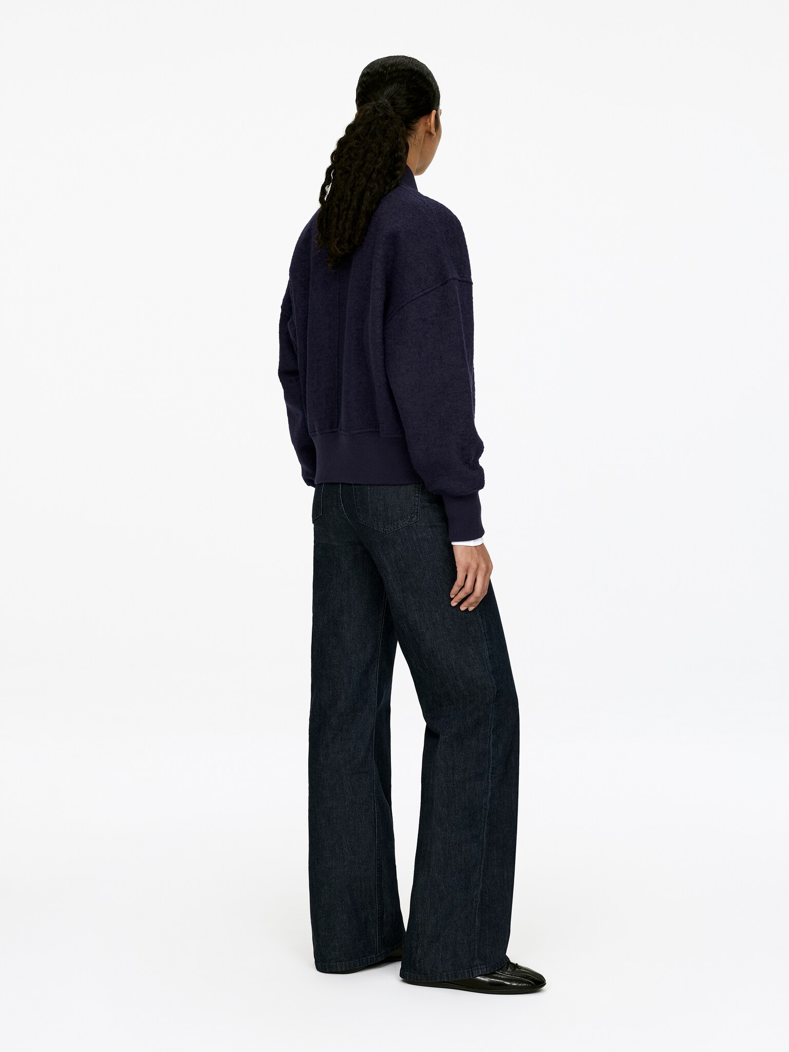 Boiled Wool Jacket - Dark Blue - 3