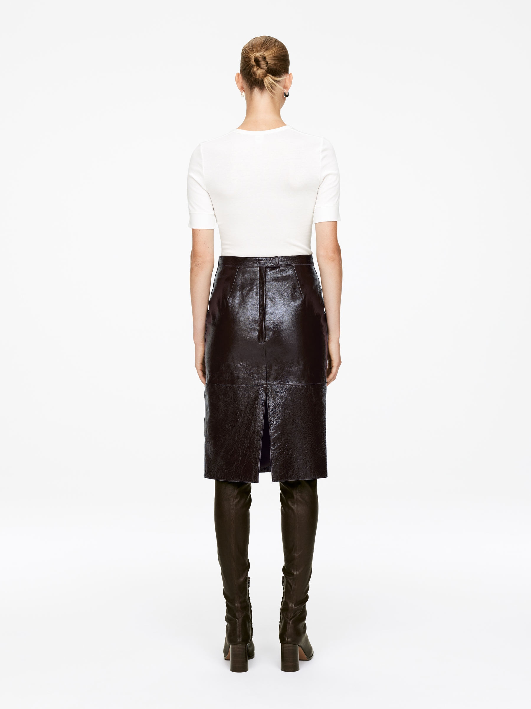 Naplak Leather Skirt - Brown - Slim fit - Women - StillMedia/Lookbook - 5