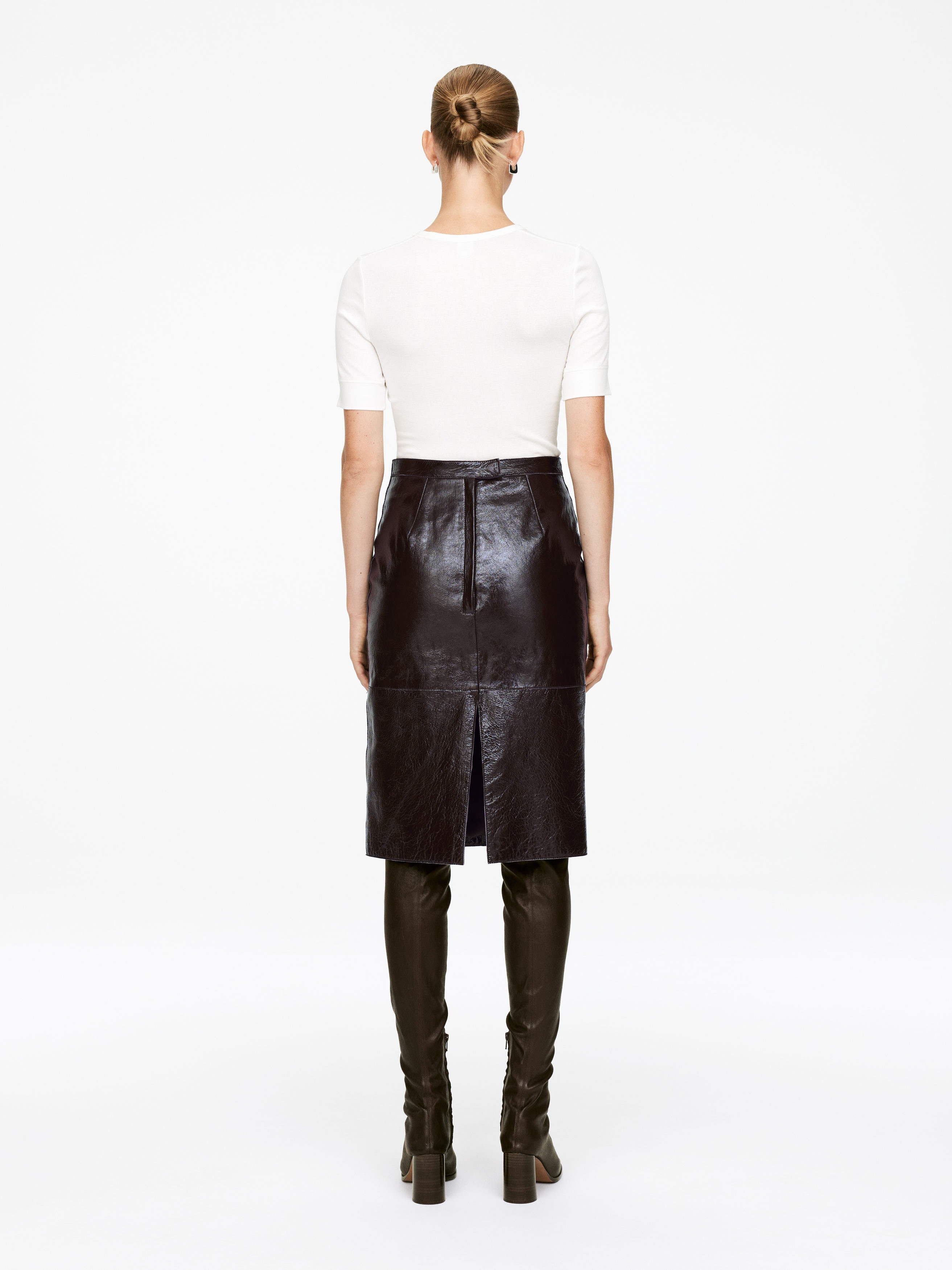 Naplak Leather Skirt - Brown - Slim fit - Women - StillMedia/Lookbook - 5