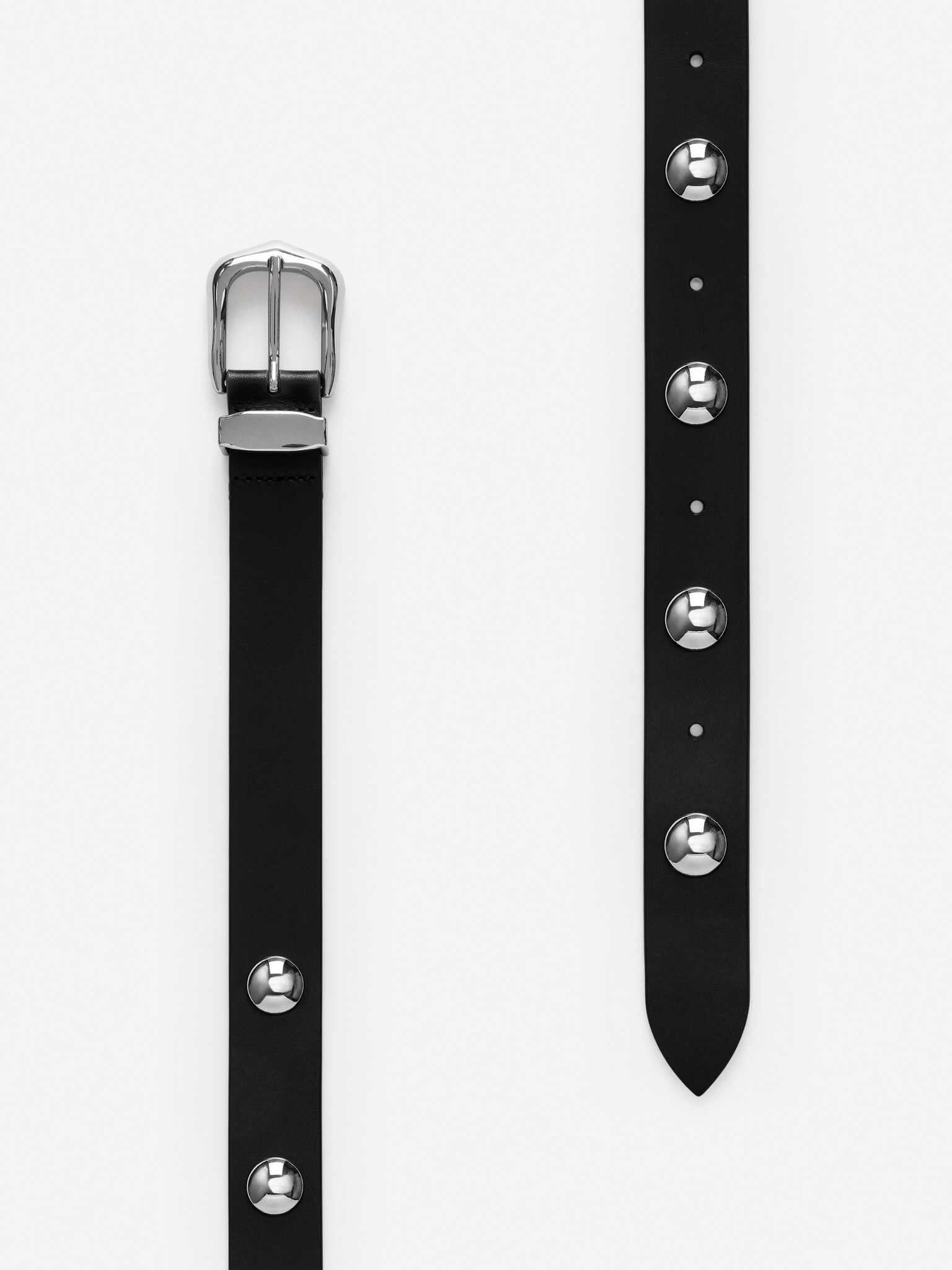 Ceinture en cuir cloutée - Noir - 4