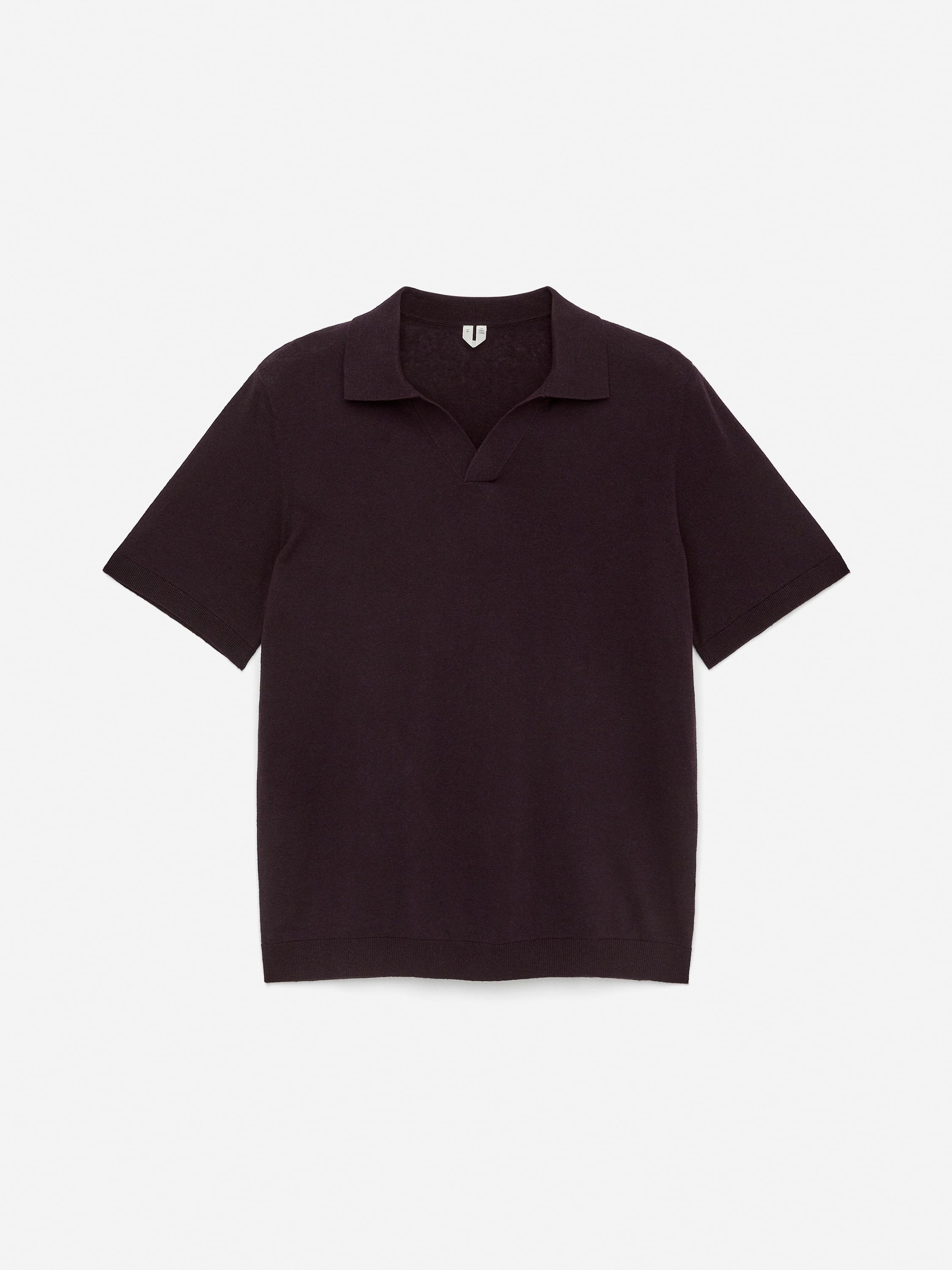 Pikétröja i bomull och linne-Vinröd