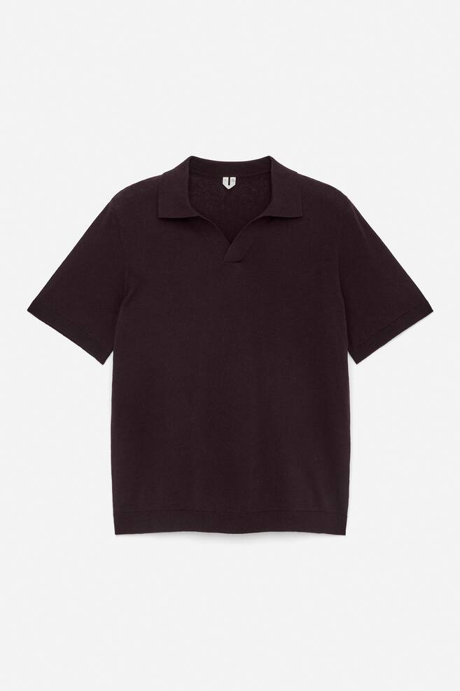 Cotton Linen Polo Shirt - Burgundy/Dark Blue/Light Mole/Dark Blue/Mole - 1