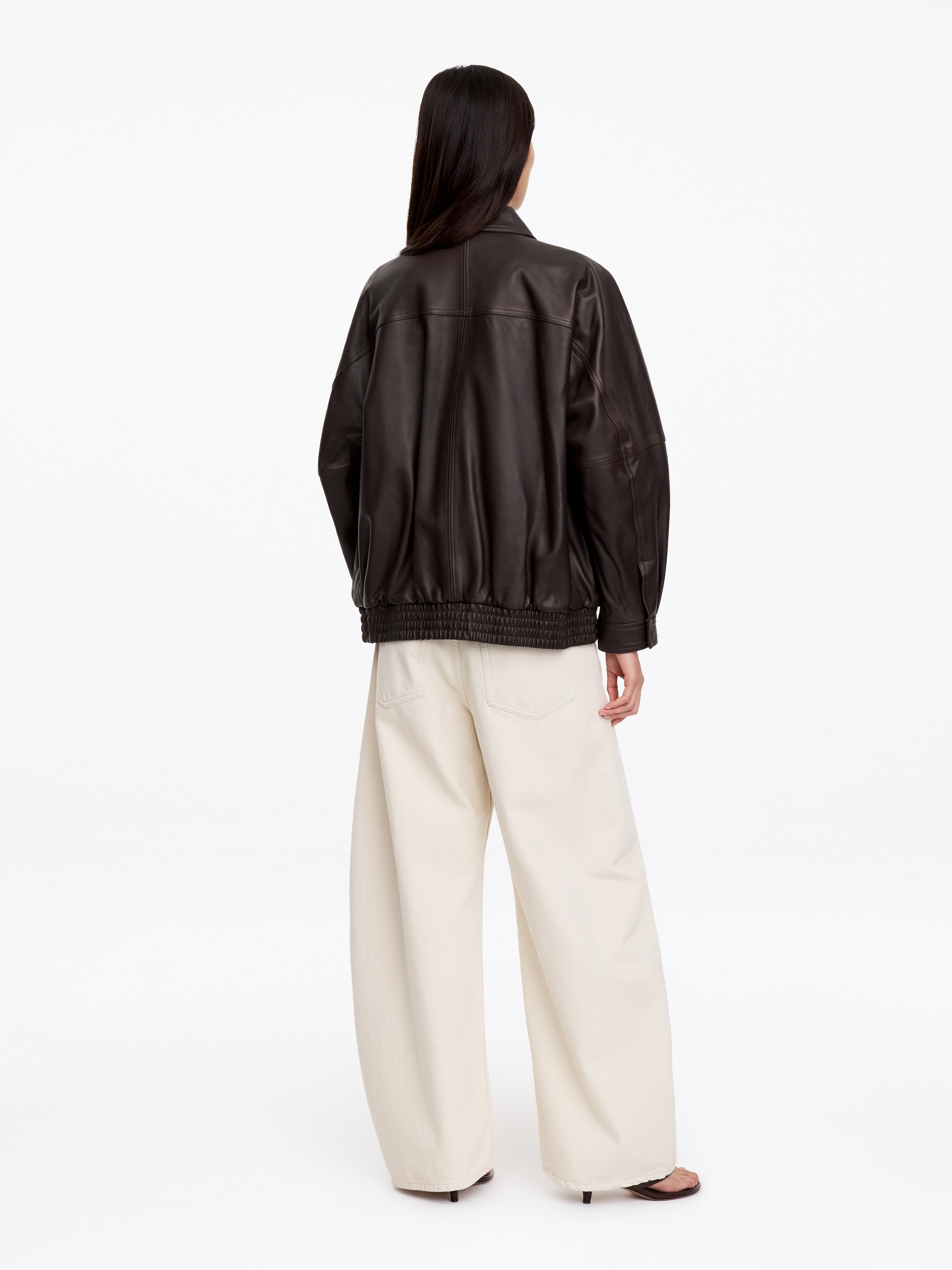 ジャケット・アウター RIM.ARK Belt neck straight OP Relaxed Leather Jacket – Brown – ARKET SE