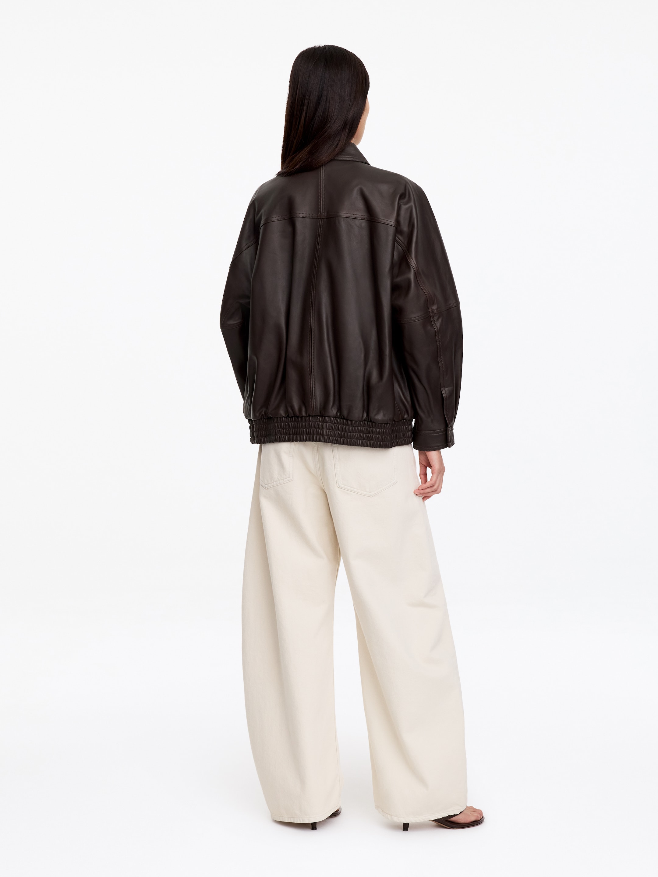 Luźna skórzana kurtka - Brązowy - Fason swobodny - women - StillMedia/Lookbook - 9