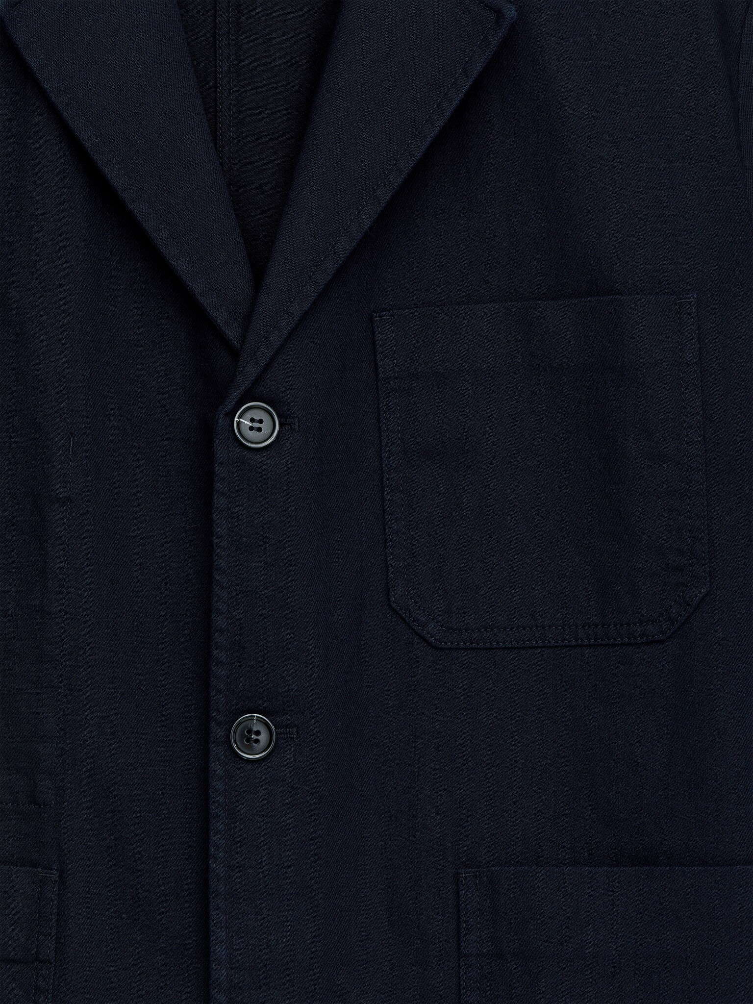 Blazer en coton et lin - Bleu foncé/Blanc - 5