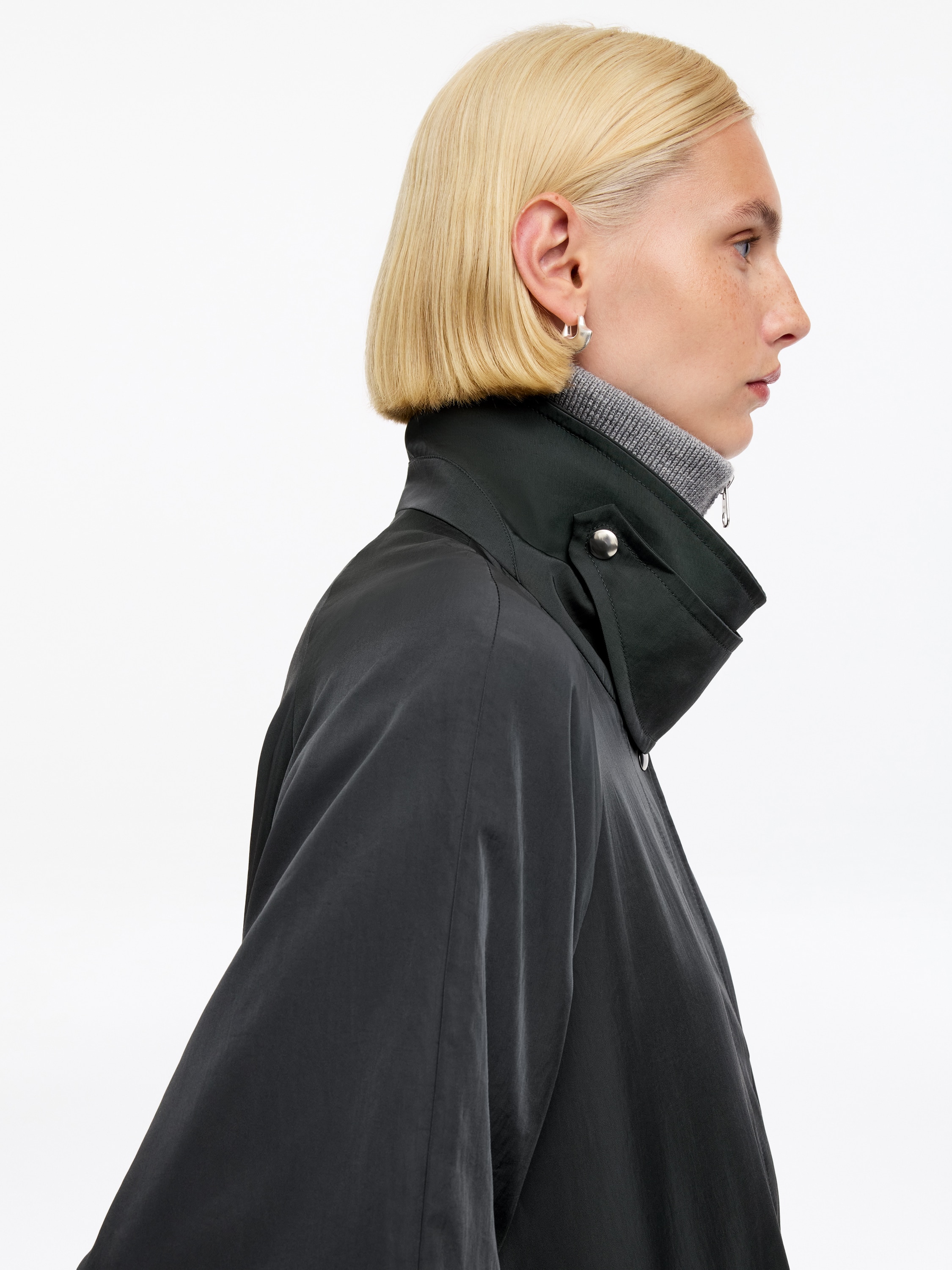 Relaxed Nylon Coat – Grey – ARKET GB