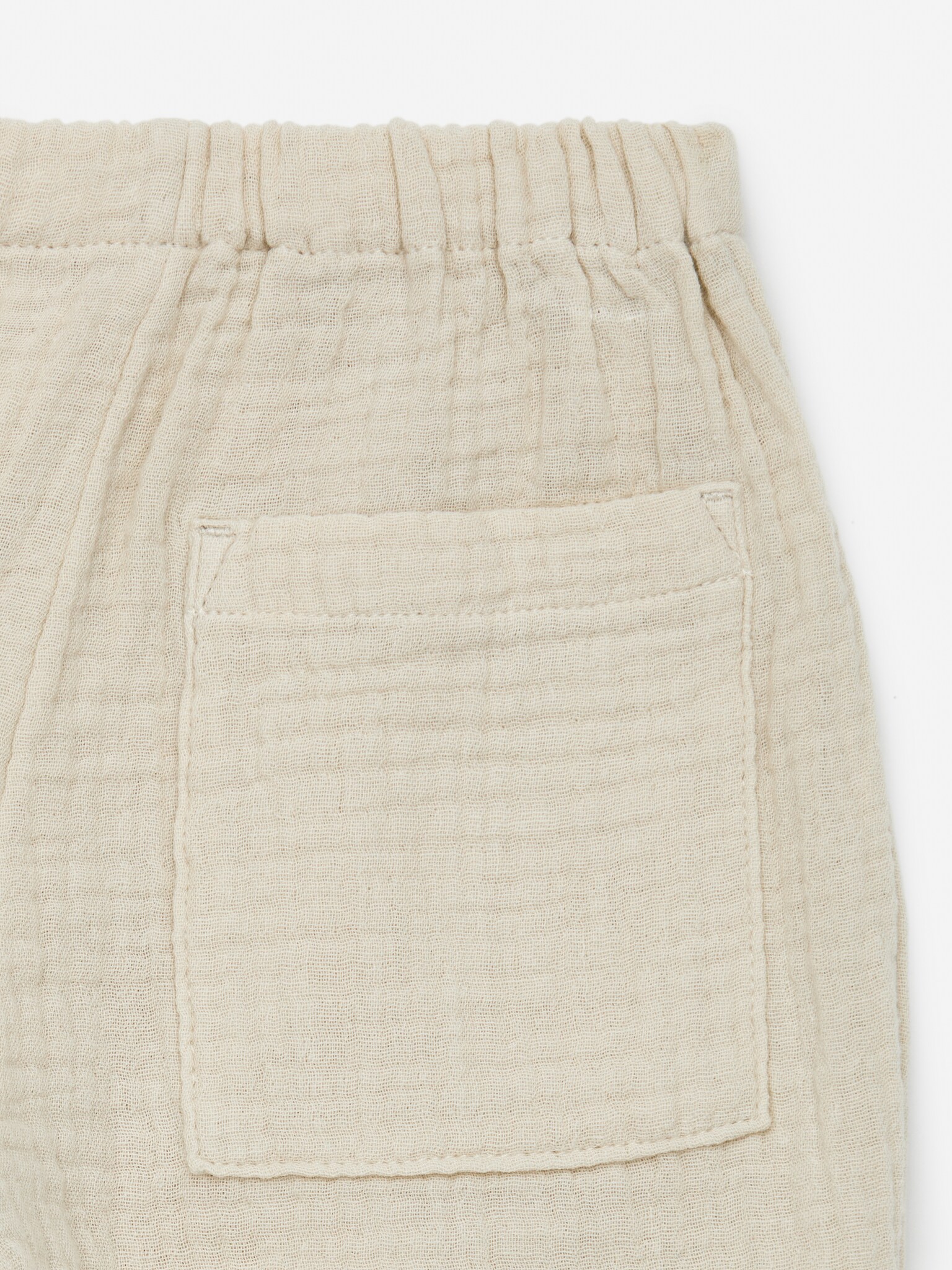 Pantalon en mousseline de coton - Beige/Bleu vif - 3