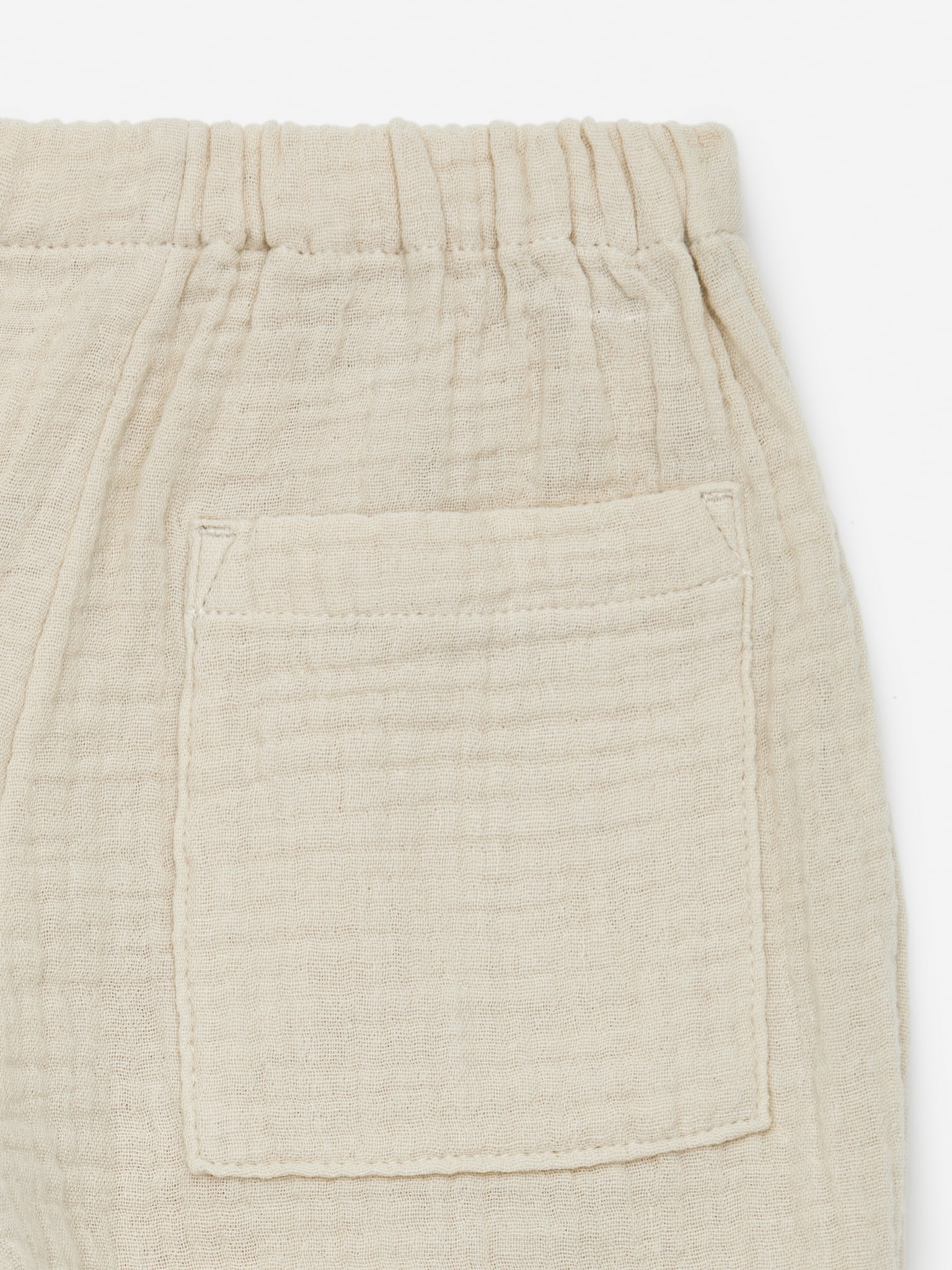 Pantalon en mousseline de coton - Beige/Bleu vif - 3