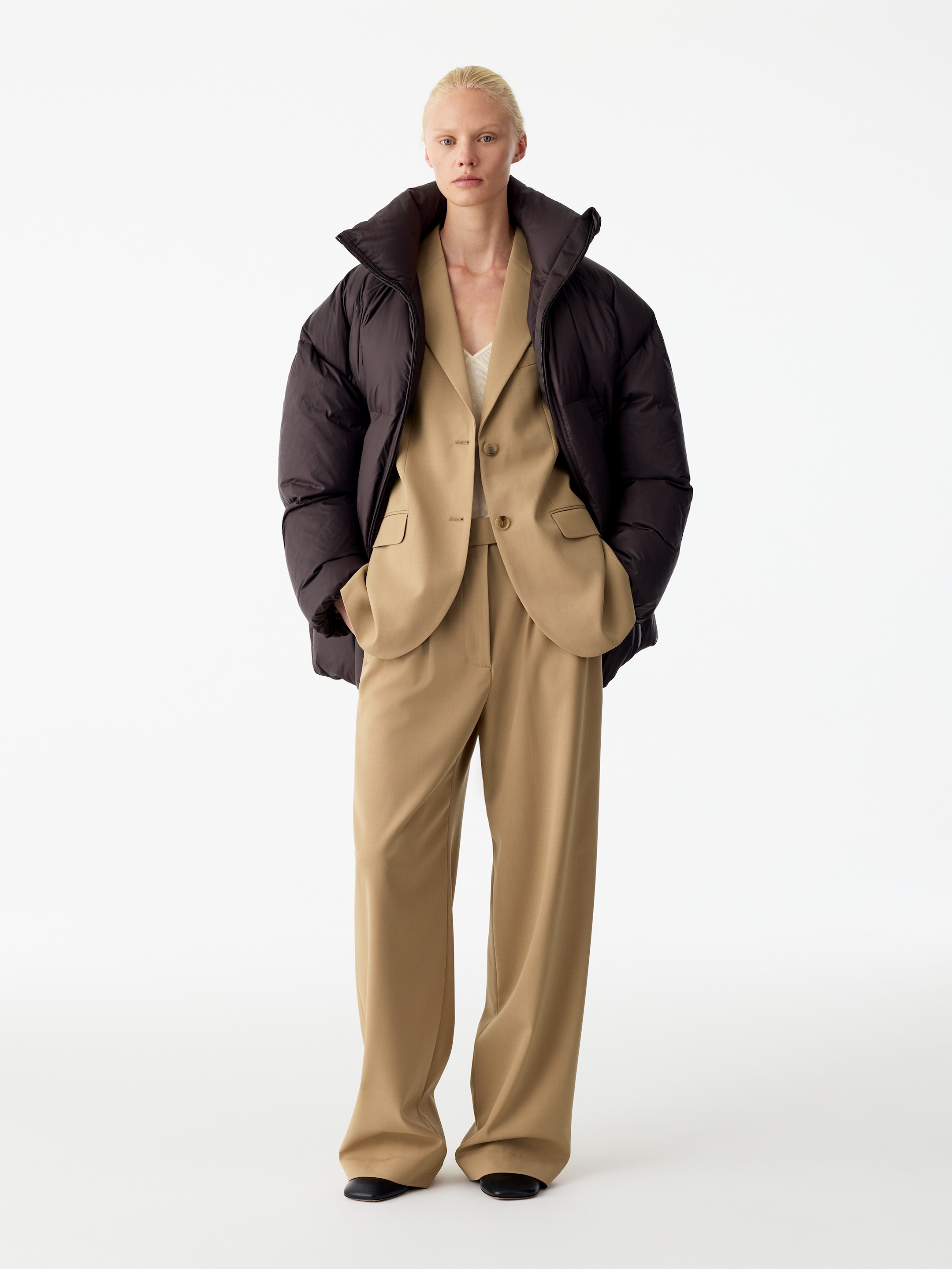 Marynarka oversize z mieszanki z wełną - Beżowy - Fason swobodny - women - StillMedia/Lookbook - 7
