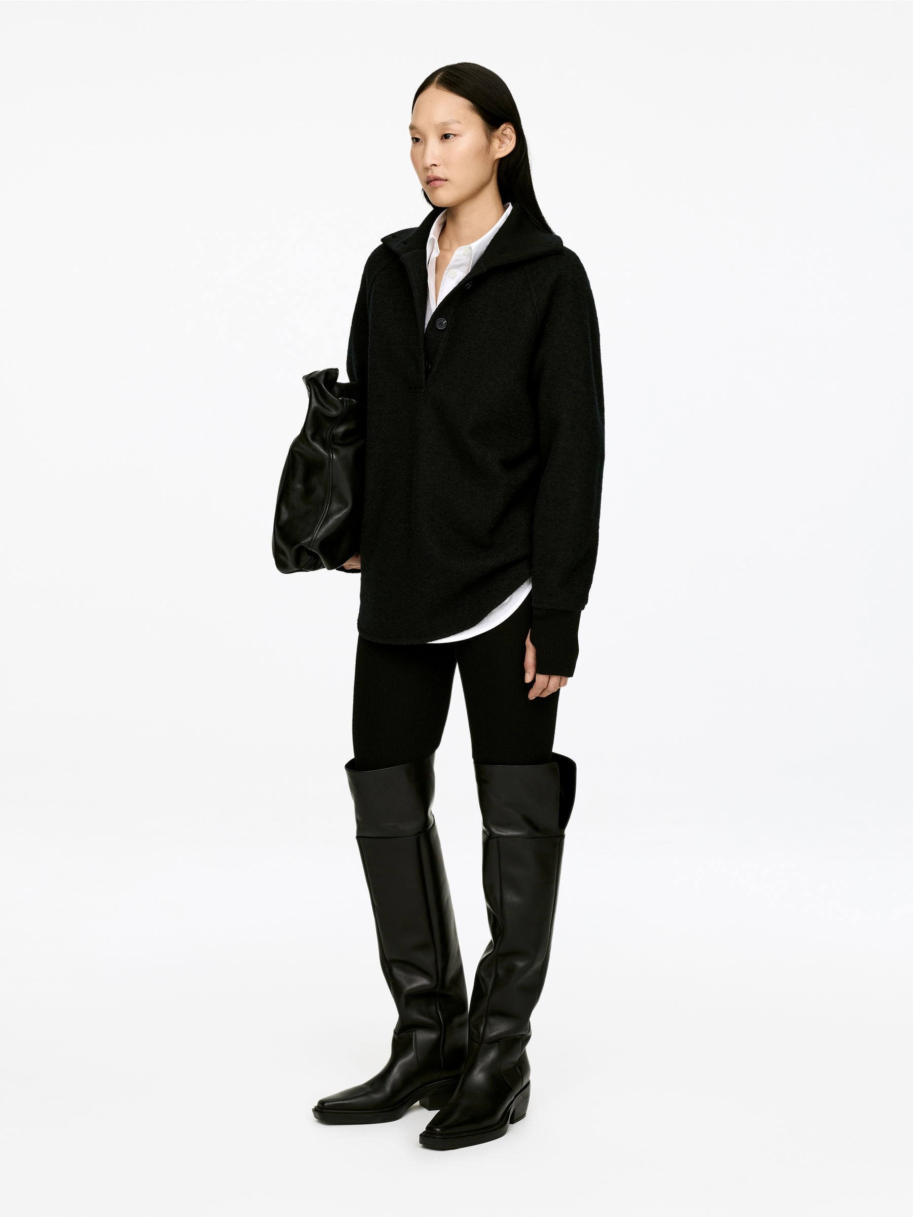 Tröja i valkad ull- och bomullsblandning - Svart - Oversized - Women - StillMedia/Lookbook - 5