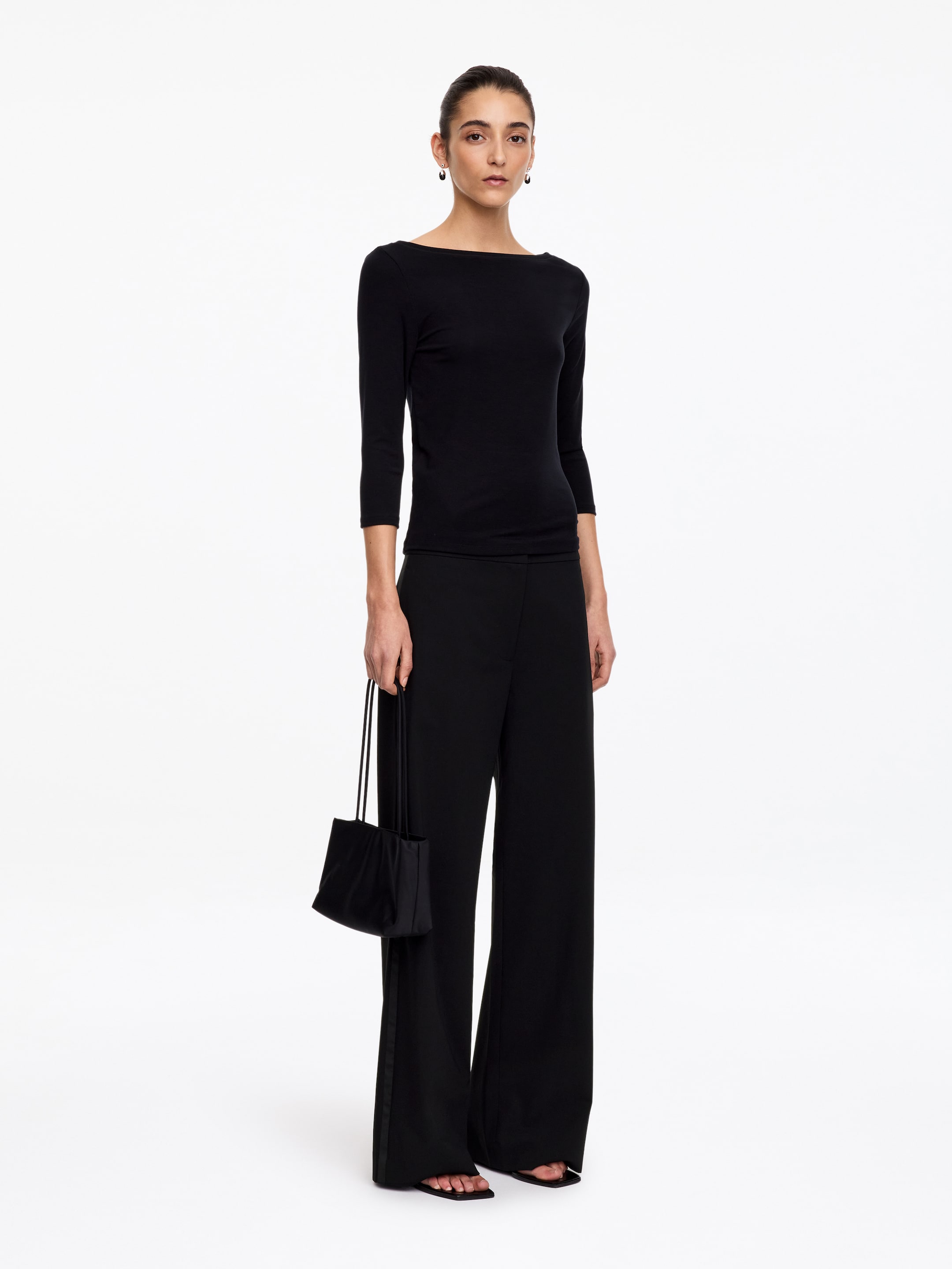 Tailored Satin-Stripe Trousers - Black - Regular fit - women - StillMedia/Lookbook - 3
