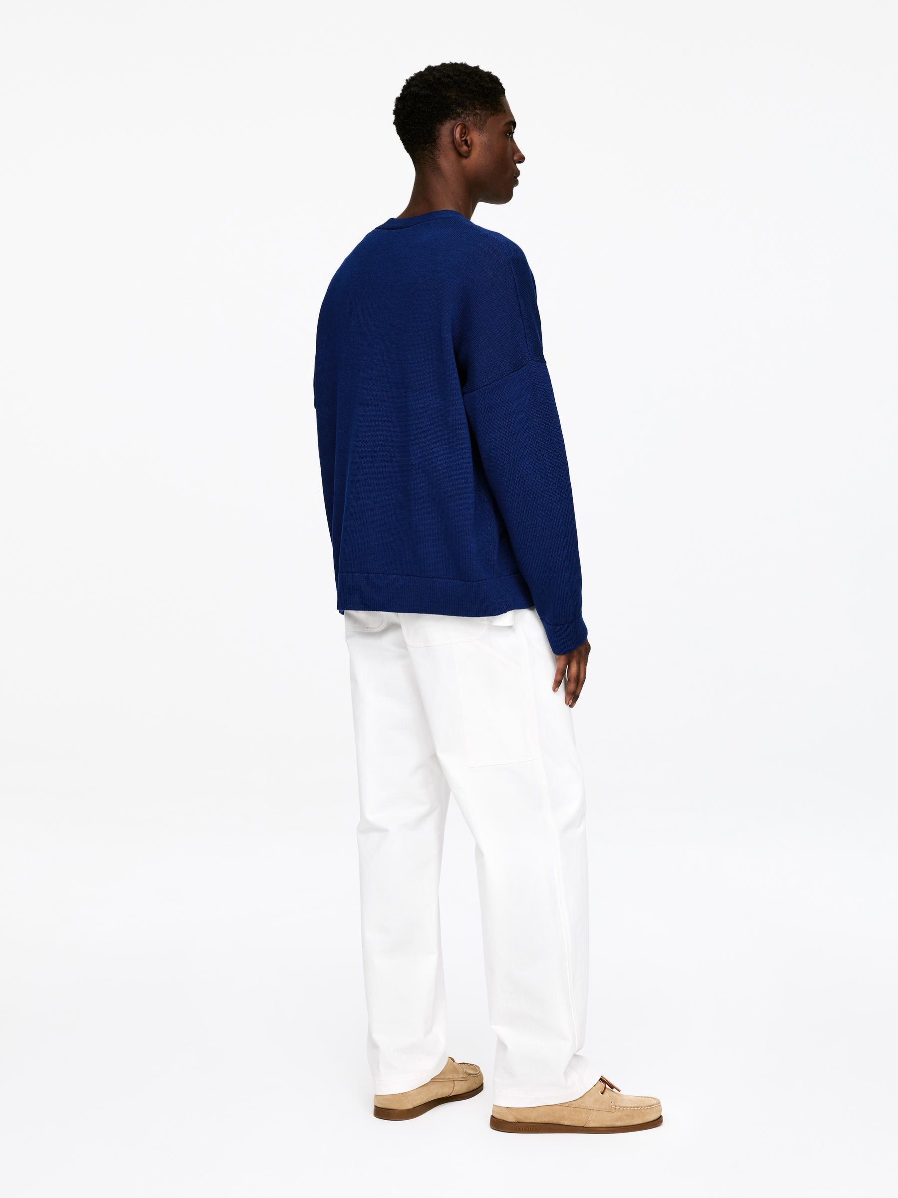 Bawełniany kardigan - Ciemnoniebieski - Luźny fason - Men - StillMedia/Lookbook - 3