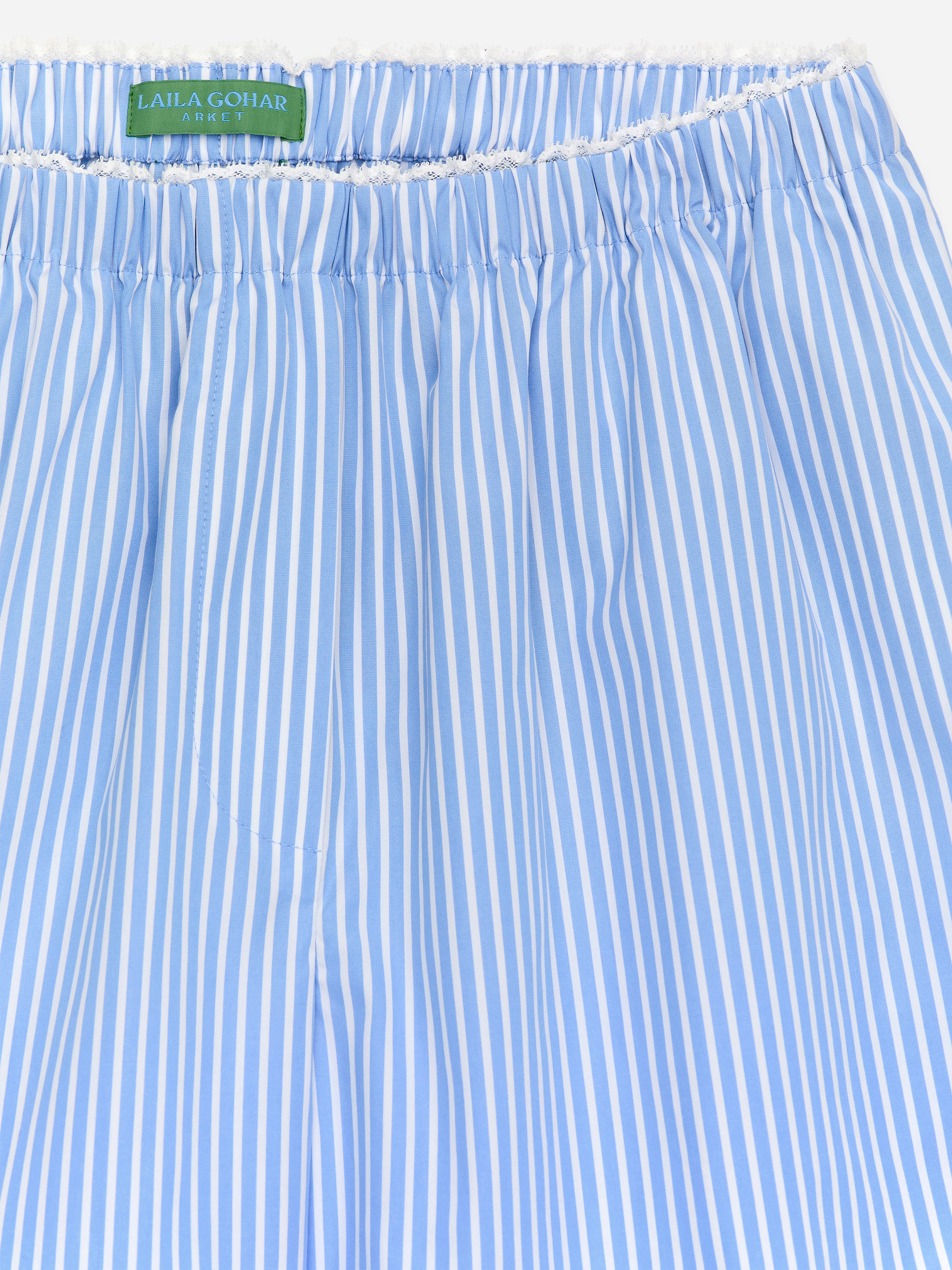 ARKET and Laila Gohar Lace-Trim Shorts - Blue/White - Loose fit - Women - StillMedia/DescriptiveDetail - 2