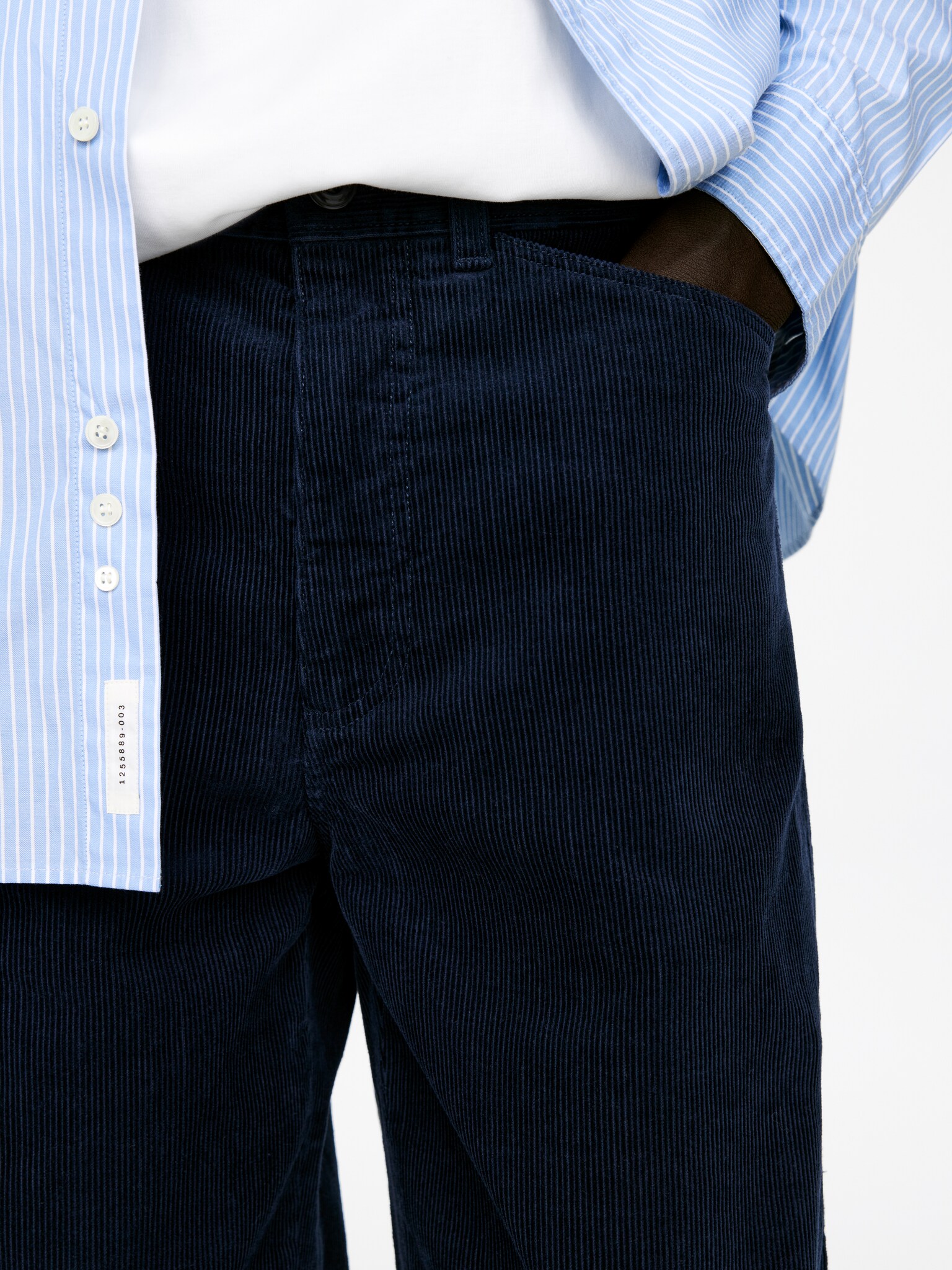 Pantalon décontracté en velours côtelé - Bleu foncé - 4