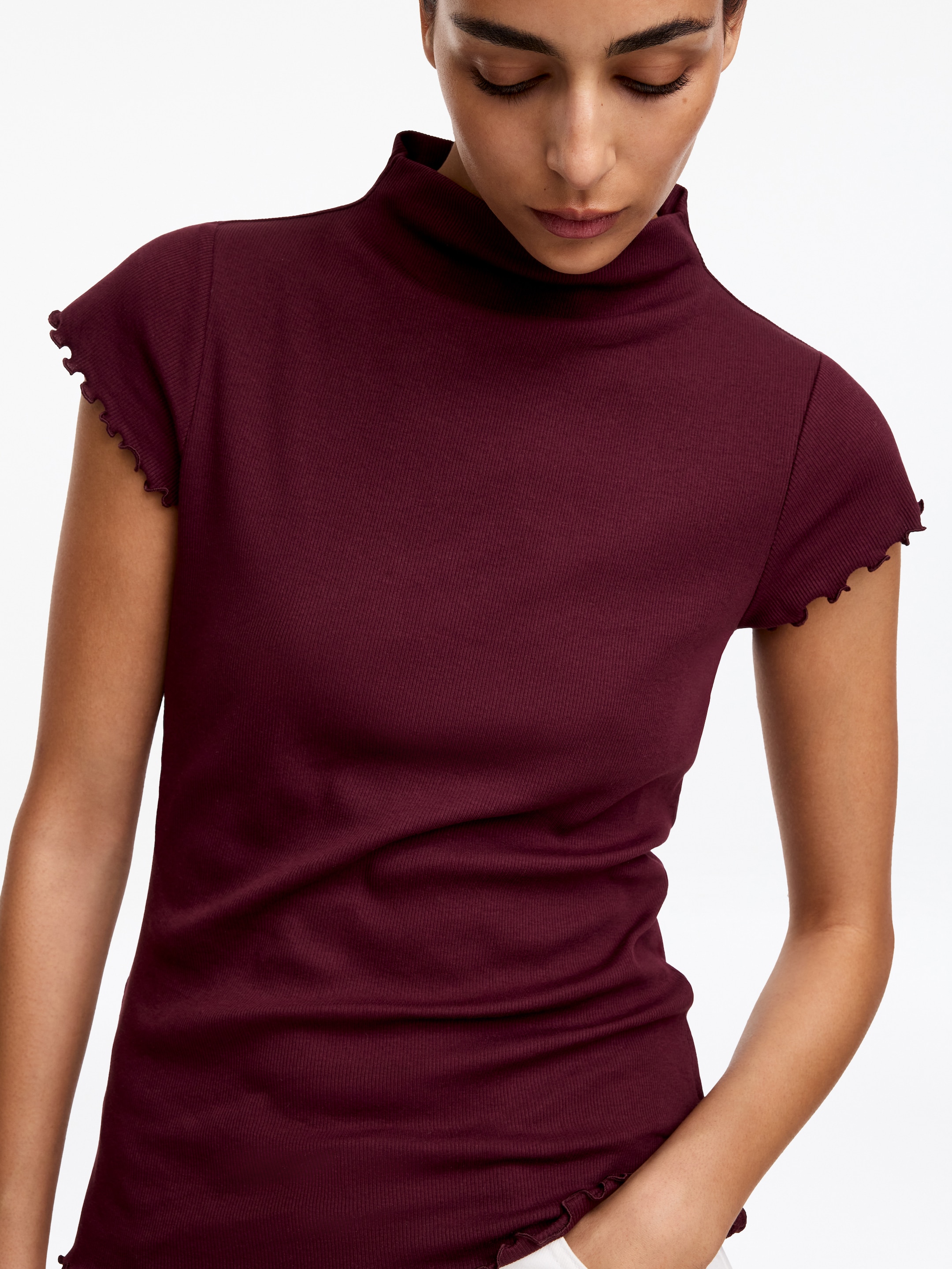 T-shirt z golfem - Ciemnoczerwony - Wąski fason - Women - StillMedia/Lookbook - 5