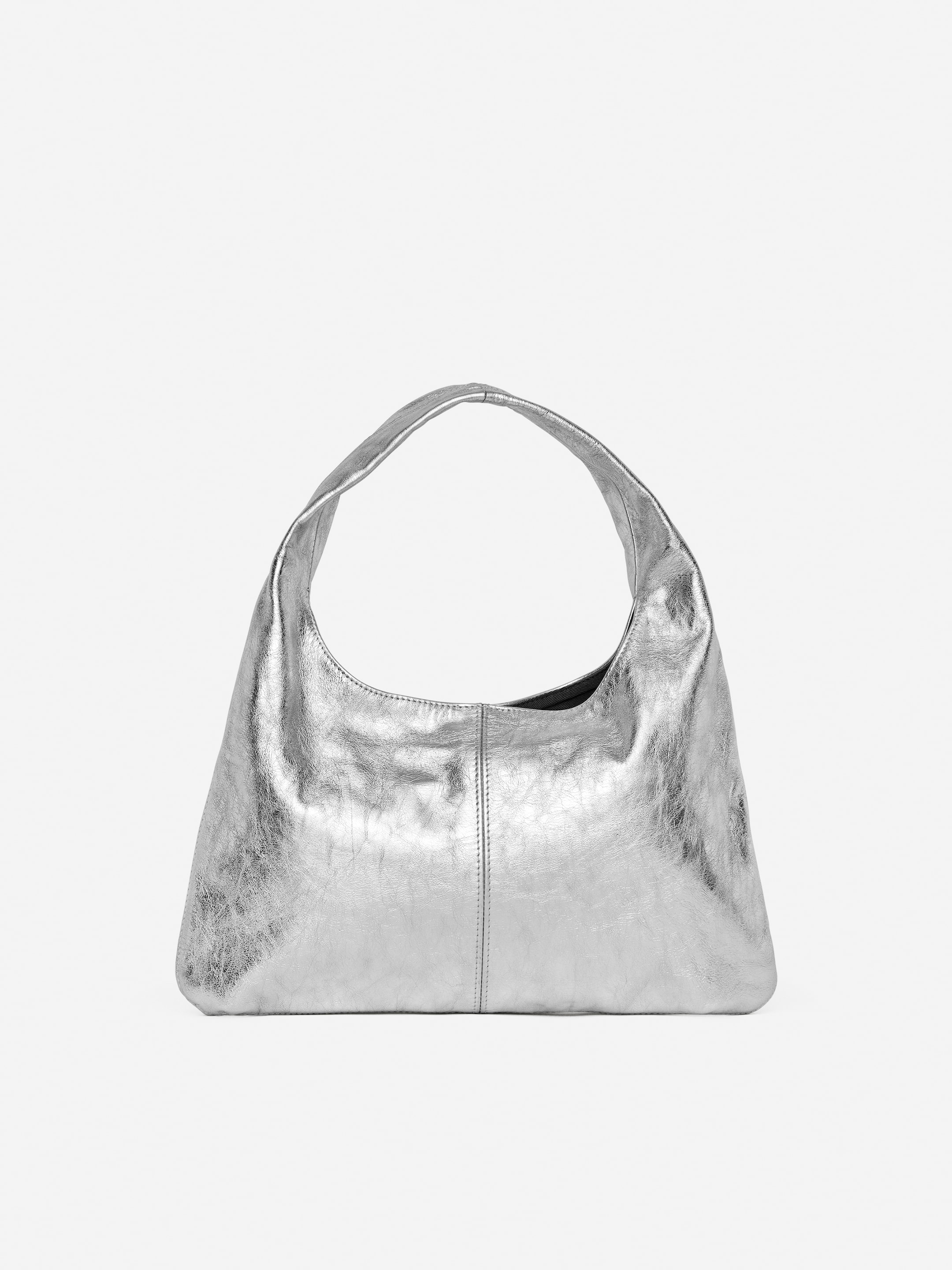 Bolso de piel de aspecto relajado - Plateado - Women - StillMedia/DescriptiveStillLife - 1