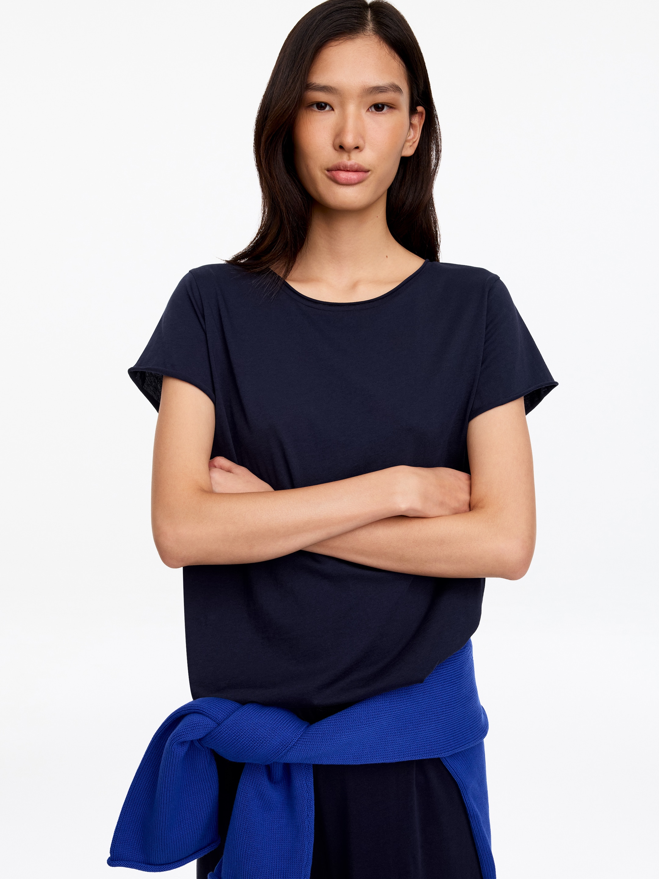 T-Shirt mit Rollkante - Navy - Loose Fit - women - StillMedia/Lookbook - 3