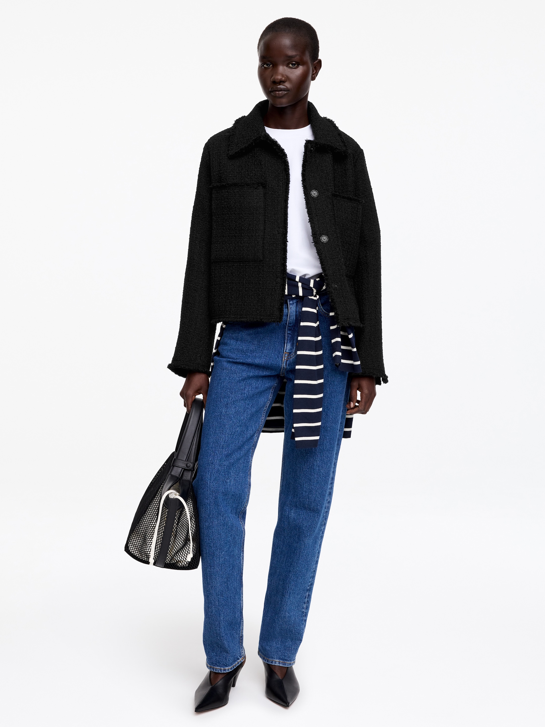 Chaqueta de bouclé en mezcla de lana - Negro - Corte relajado - Women - StillMedia/Lookbook - 6