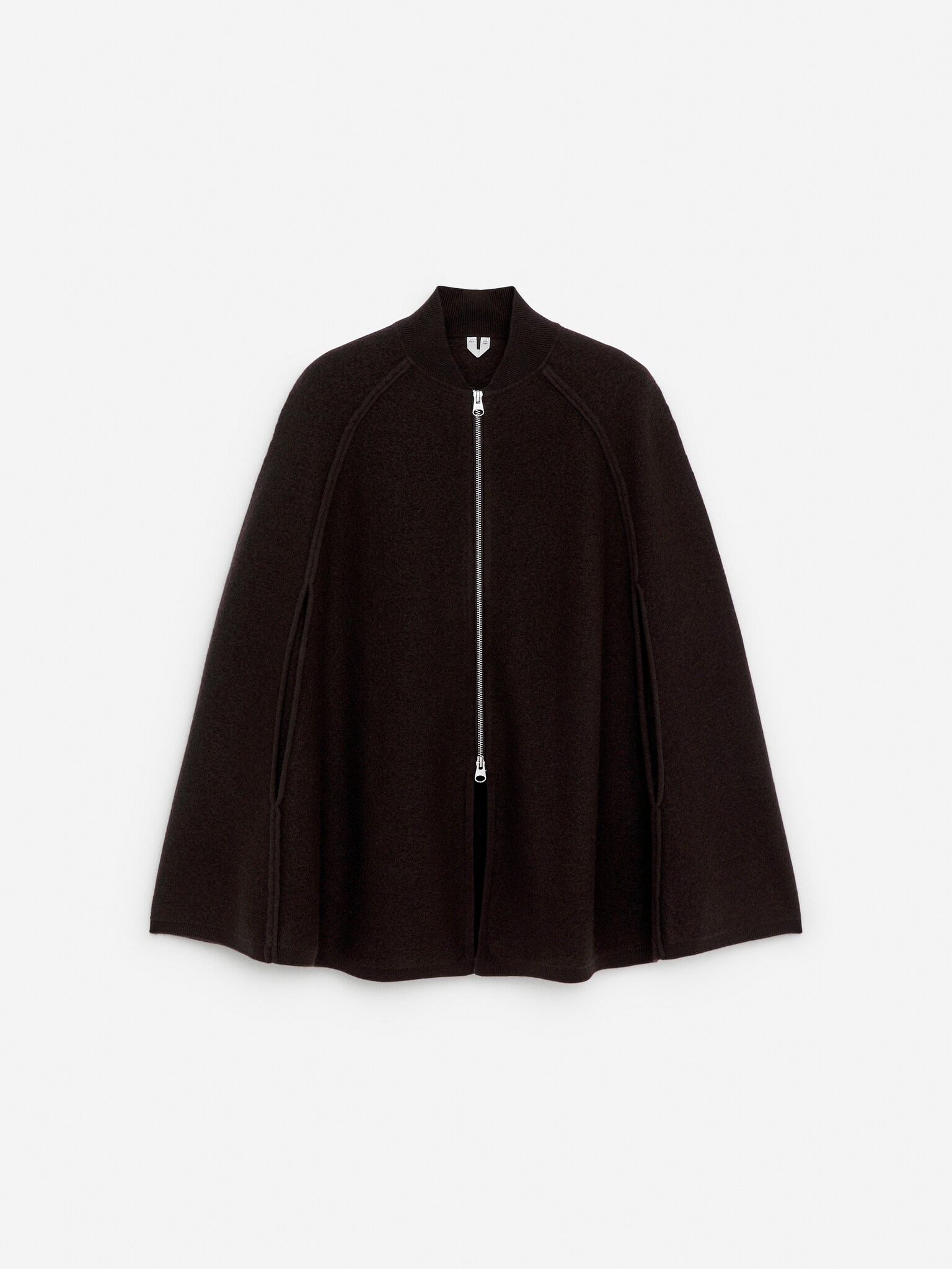 Boiled Wool Cape - Dark Brown - 2