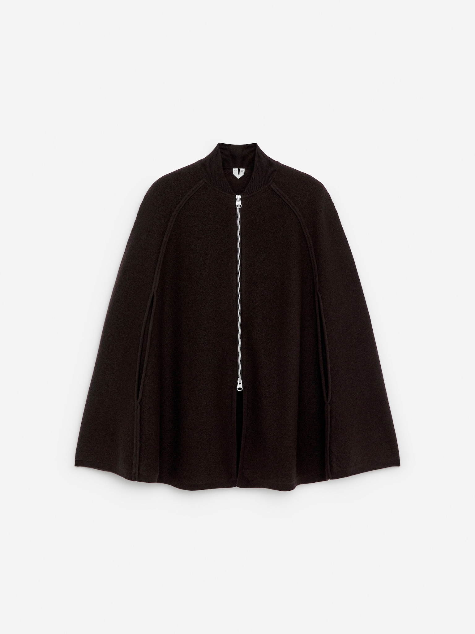 Boiled Wool Cape - Dark Brown - 2