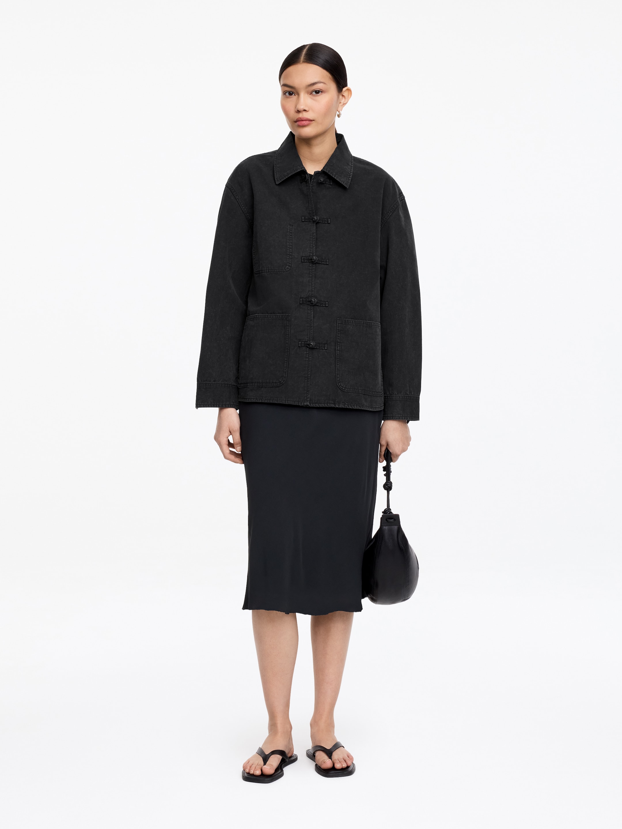 Knot-Button Overshirt-#272627-18586