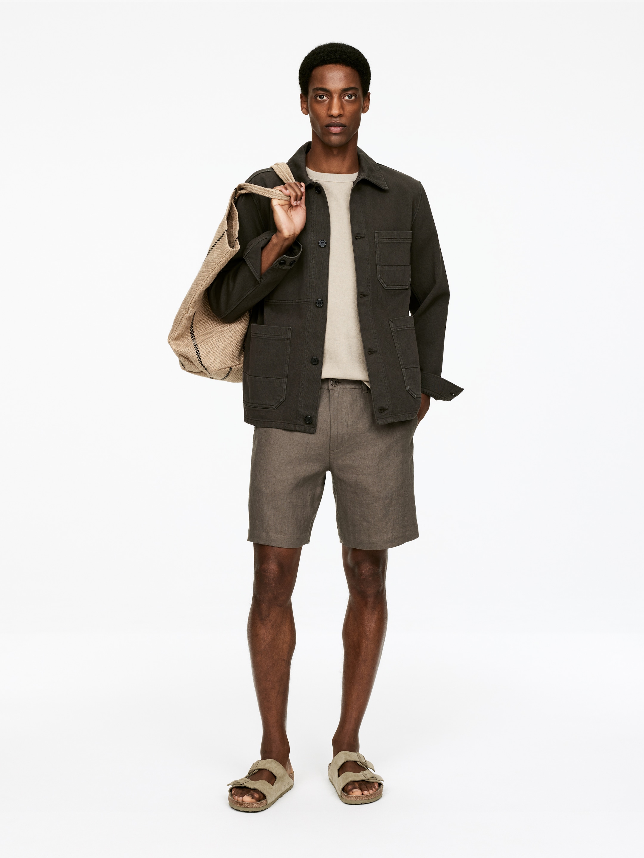 Ver imagen más grande: Pantalones cortos de lino - Topo - HOMBRE | H&M ES 1