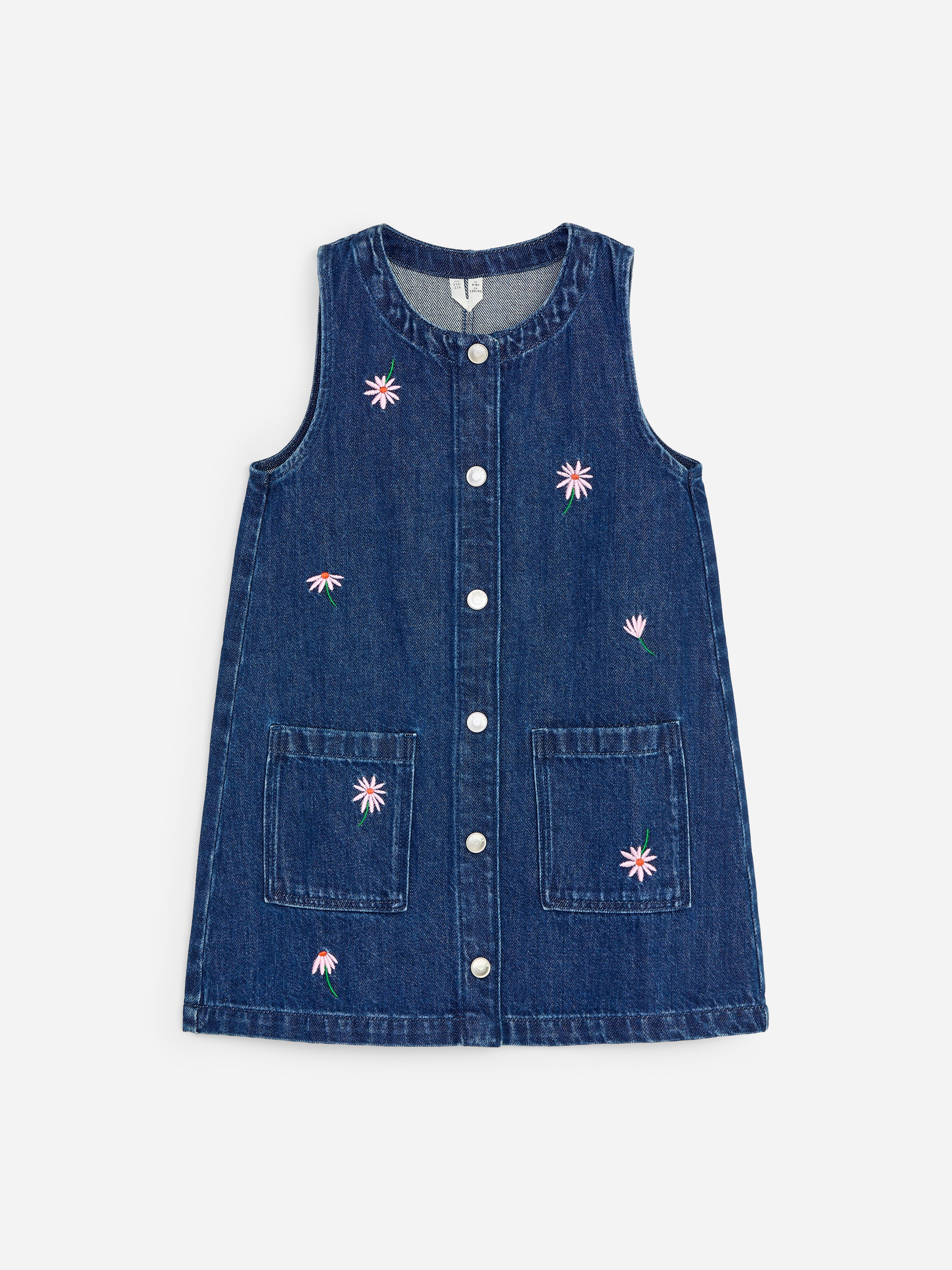 Abito in denim con ricami - Blu/Motivo floreale