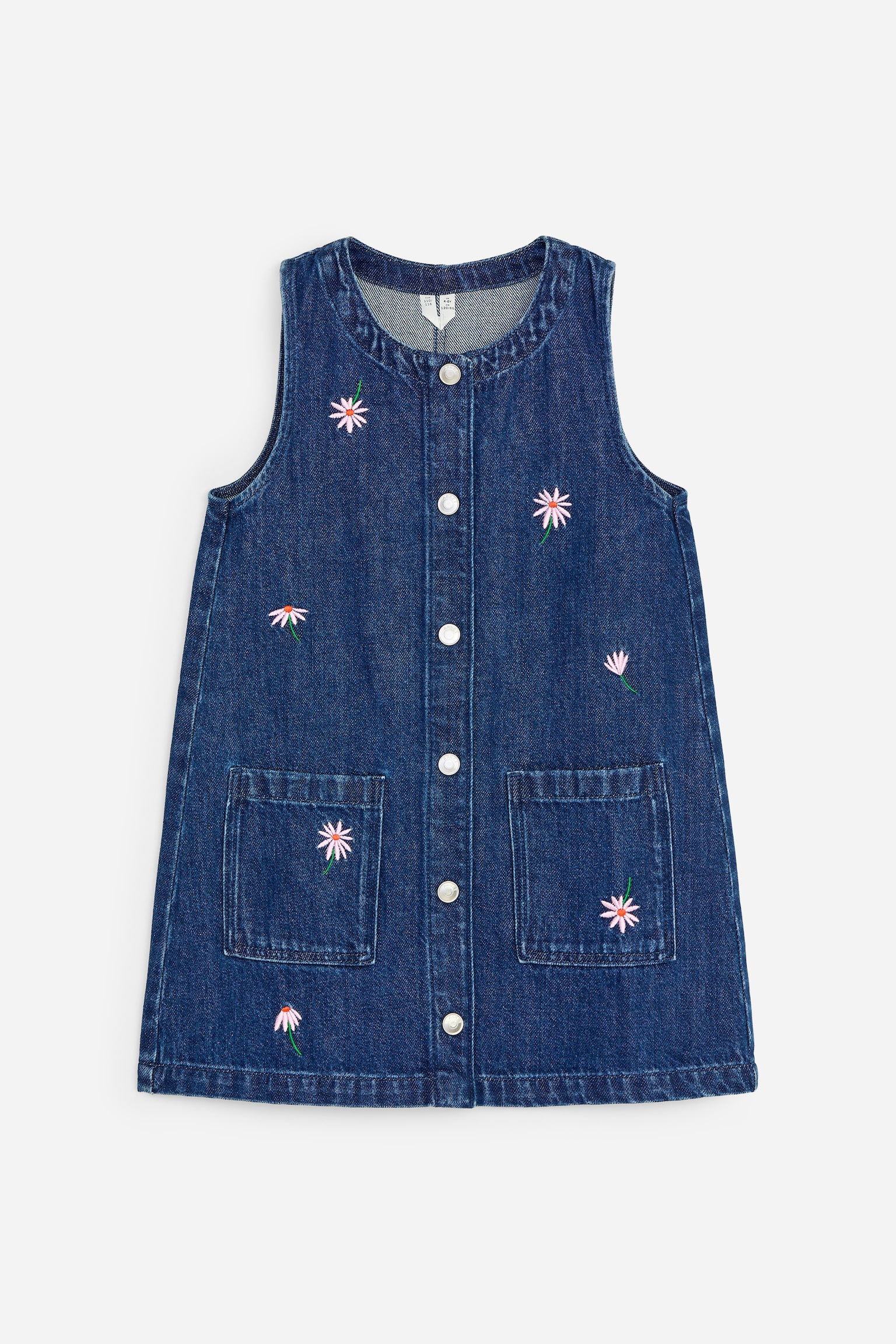 Geborduurde denim jurk - Blauw/gebloemd - 1