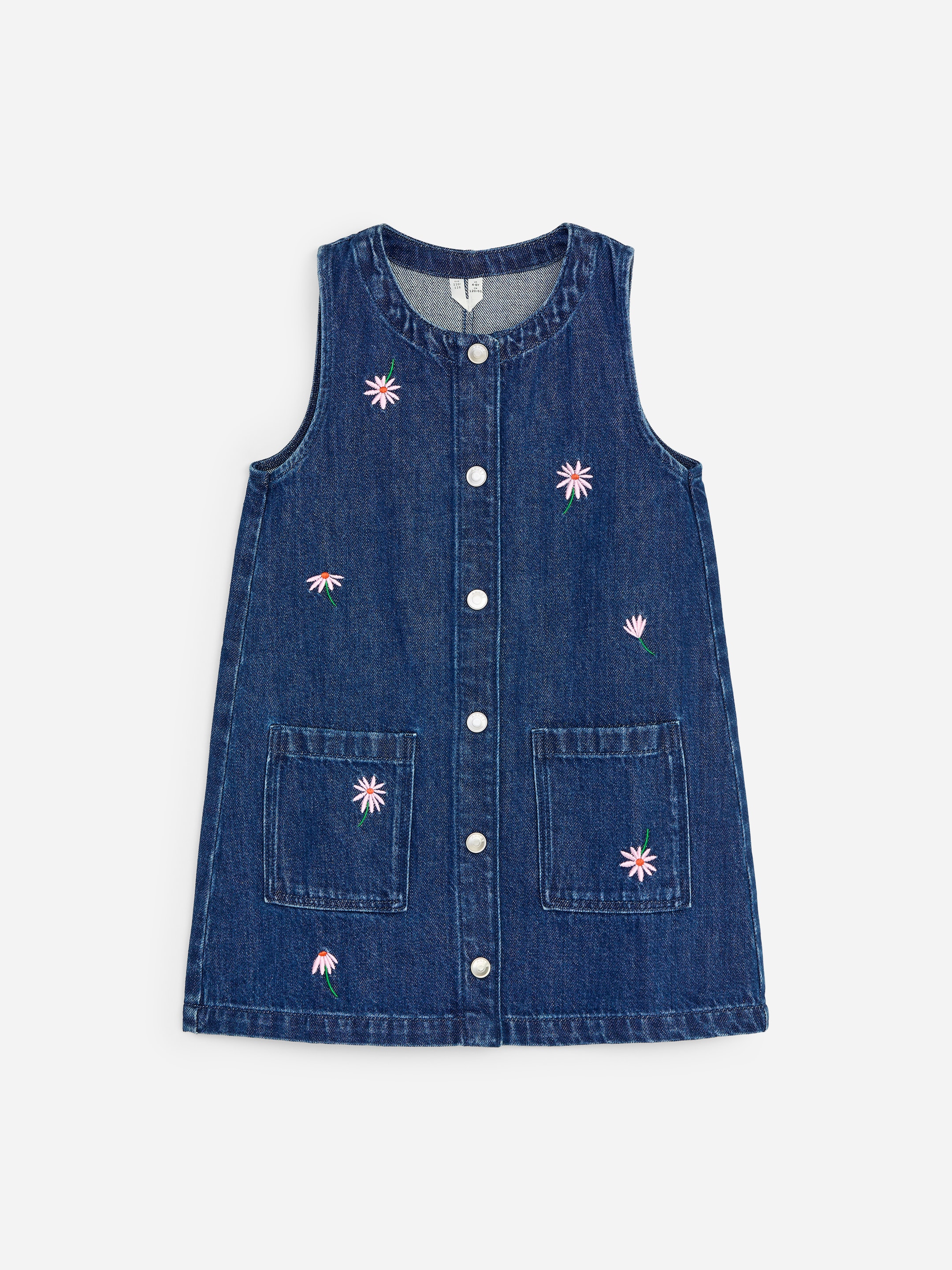 Abito in denim con ricami-Blue-19903
