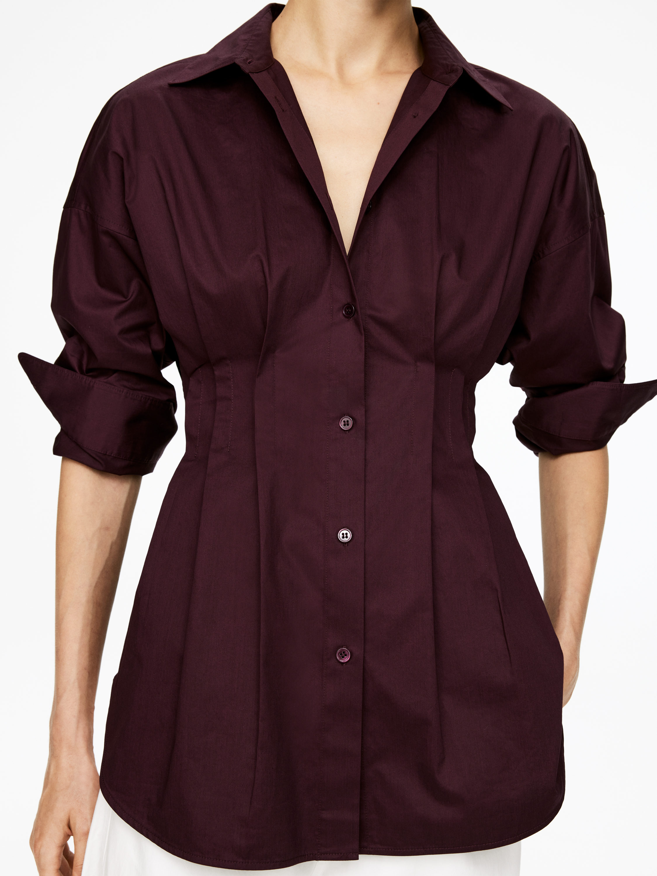 Pleated Blouse - Burgundy - Regular fit - Women - StillMedia/Lookbook - 5
