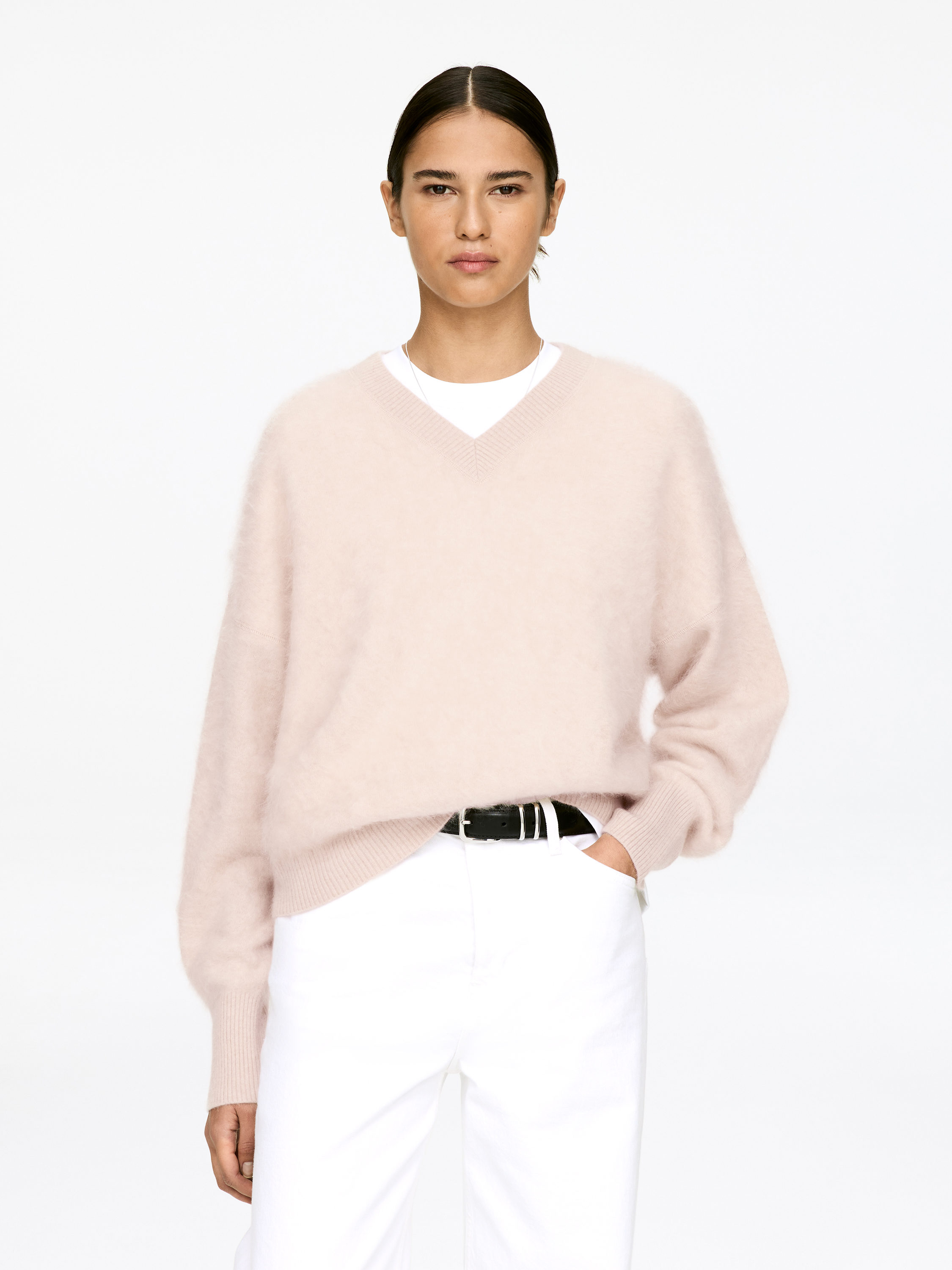Brushed Pure Cashmere Jumper-#BBAB92-17187