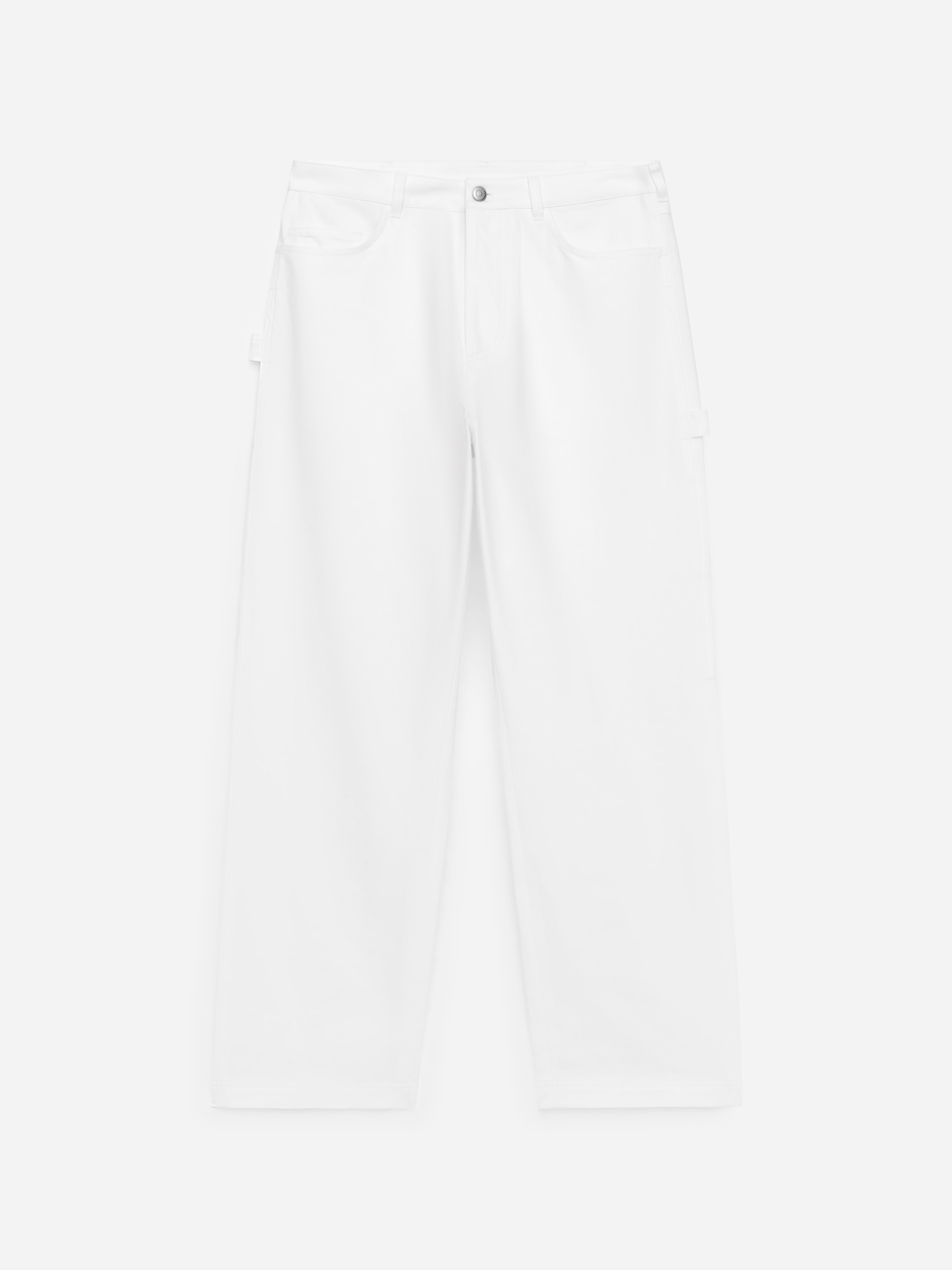 Luźne płócienne spodnie - Złamana biel/Ciemnoniebieski