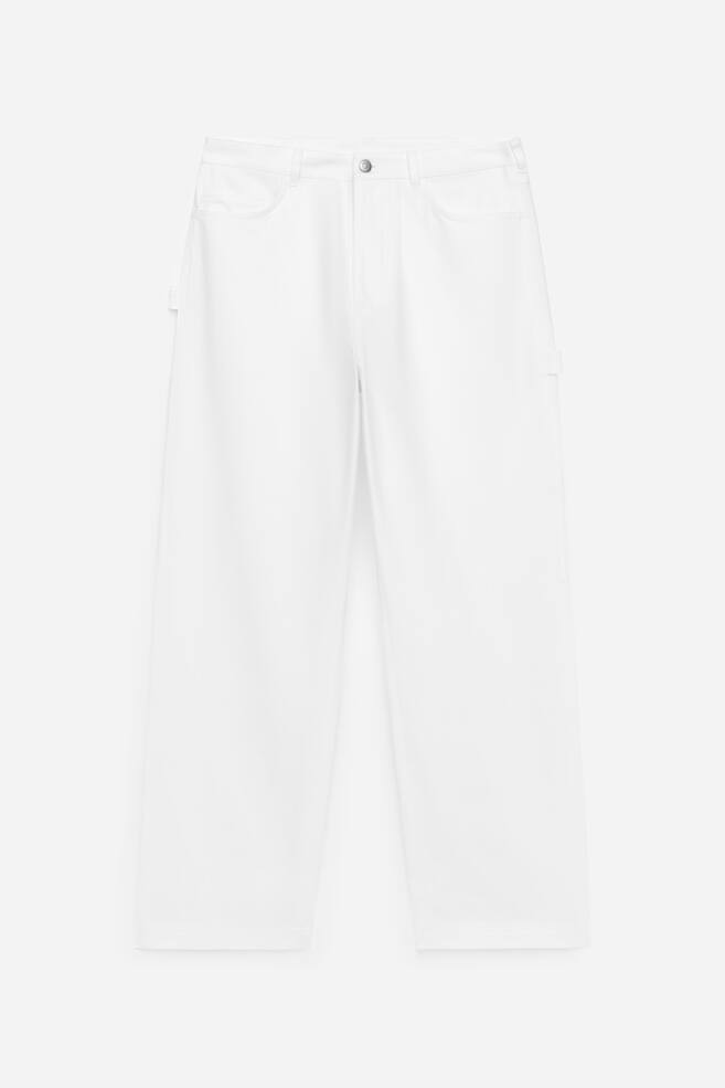 Relaxed Canvas Trousers - Off White/Dark Blue - 1