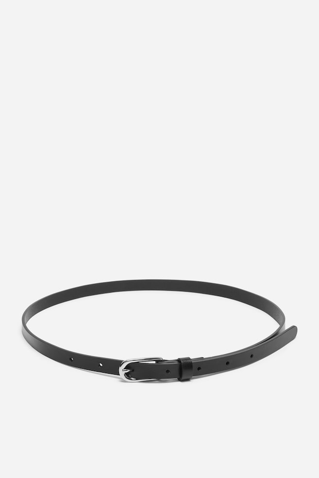 Ceinture fine en cuir - Noir/Marron - 1
