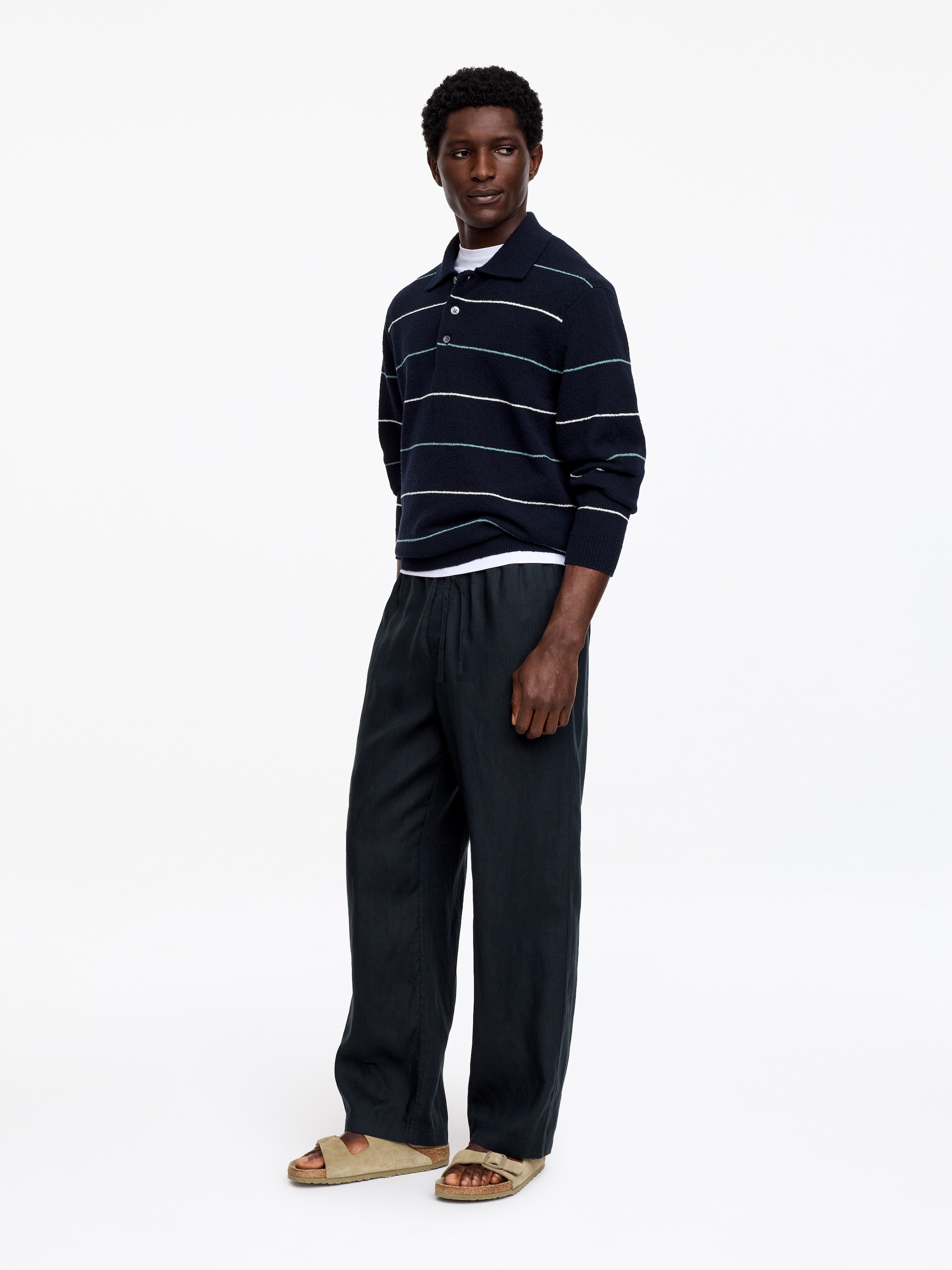 Relaxed Linen Trousers - Dark Blue - Relaxed fit - Men - StillMedia/Lookbook - 5