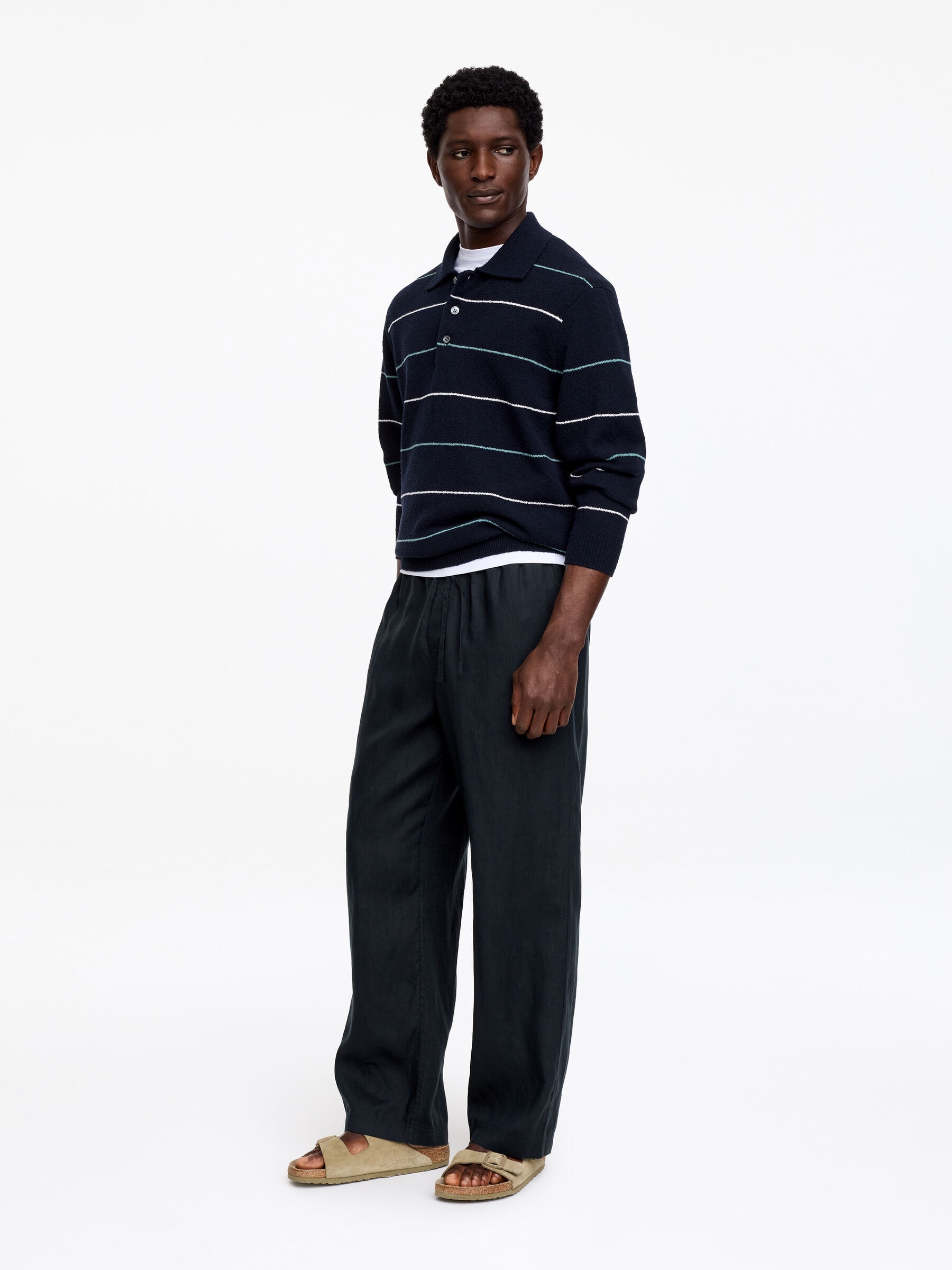 Relaxed Linen Trousers - Dark Blue - Relaxed fit - Men - StillMedia/Lookbook - 5