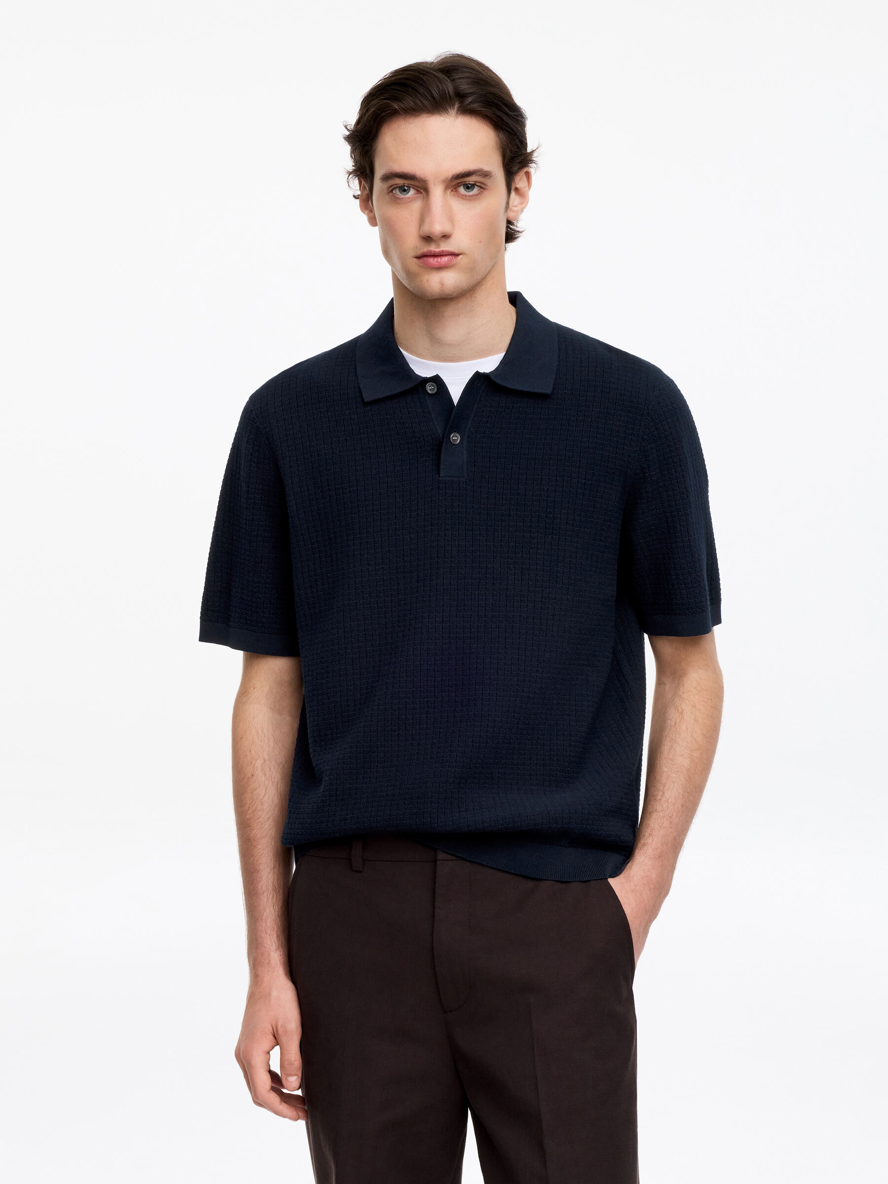 Knitted Cotton Polo Shirt-#272930-18922
