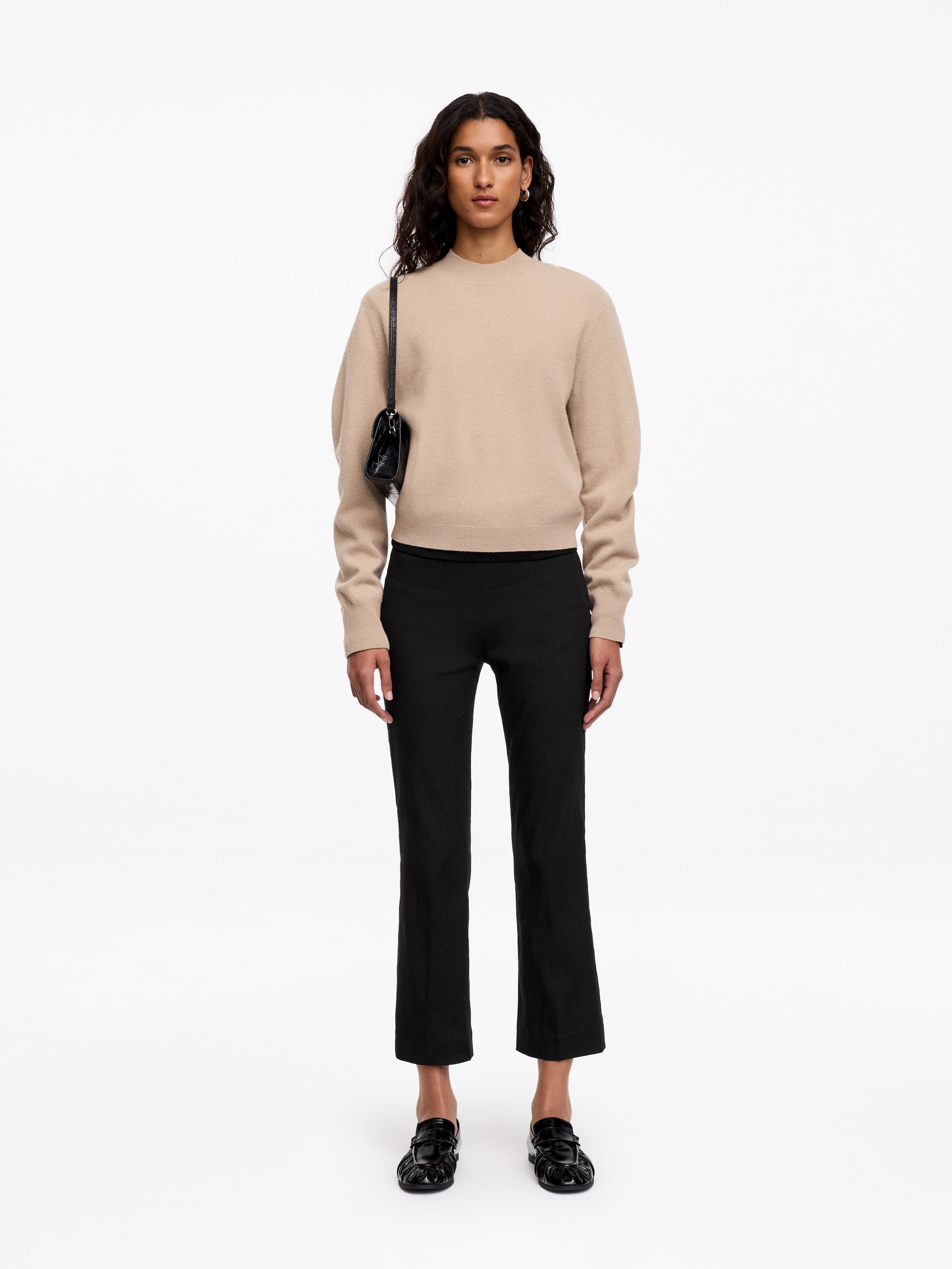 Pantalones acampanados de lino y algodón - Negro - Corte ajustado - women - StillMedia/Lookbook - 3