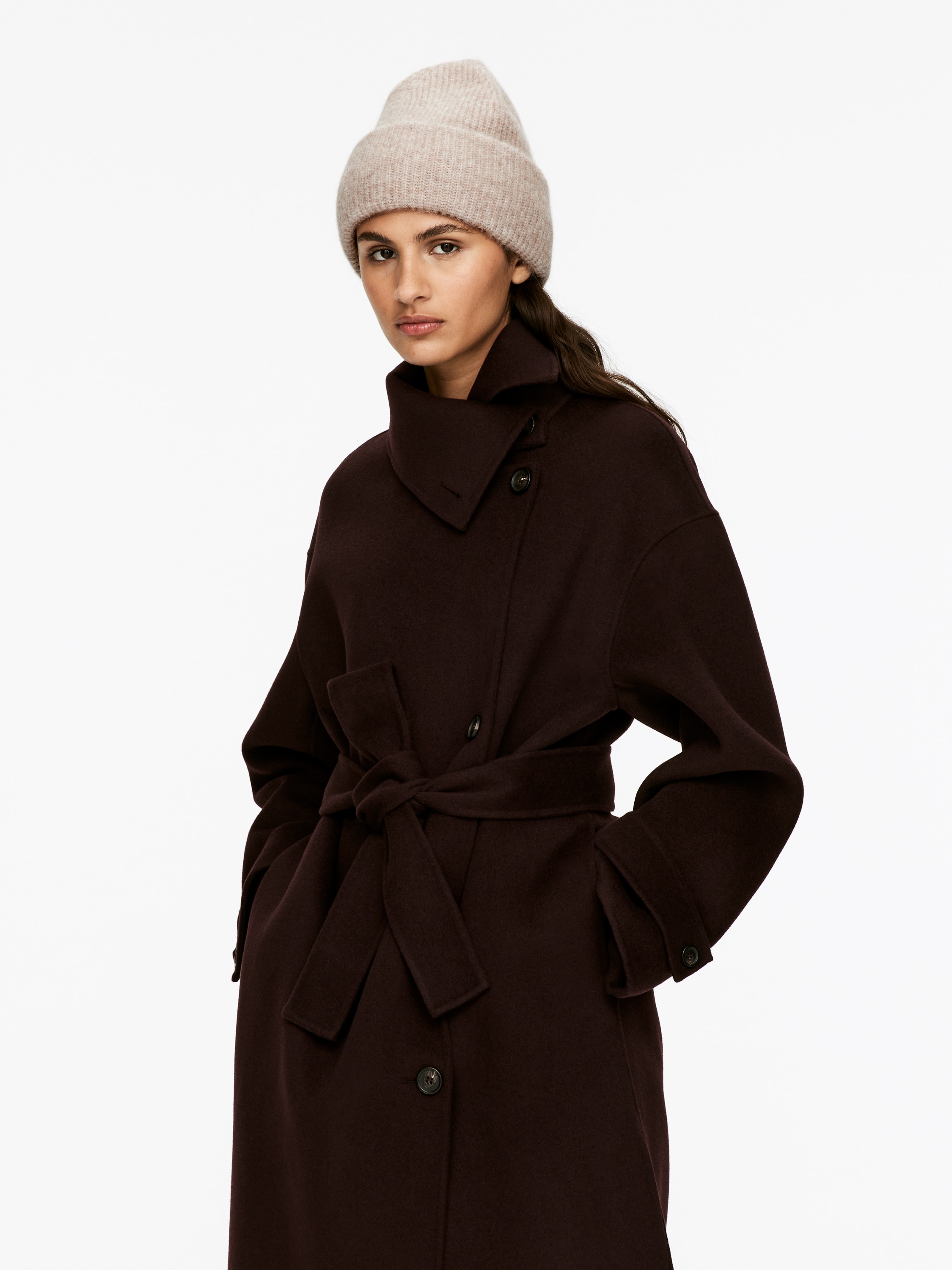 Berretto in misto alpaca e lana merino - Beige/Viola/Rosso/Marrone scuro/Grigio scuro/Nero