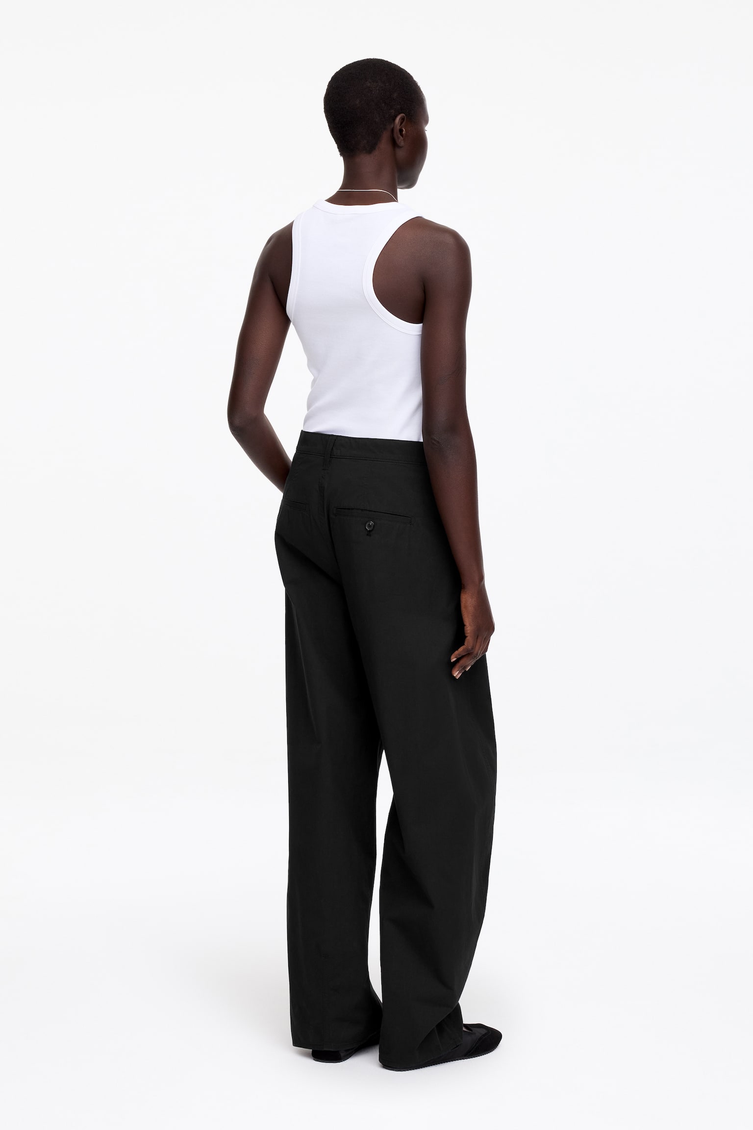 Pantalon jambes barrel - Noir/Beige - 4