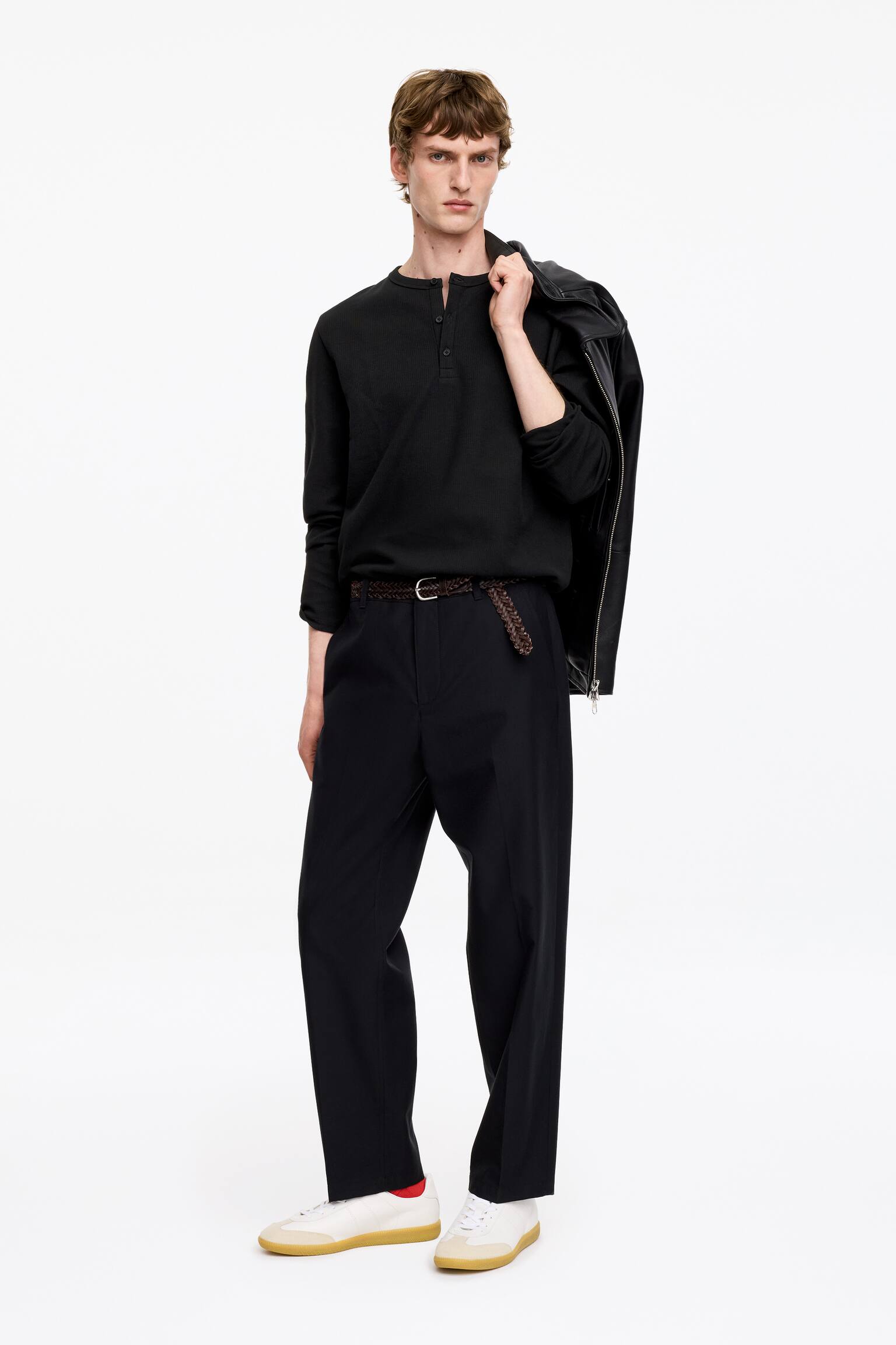 Fitted Henley Shirt - Black/Khaki Green - 3