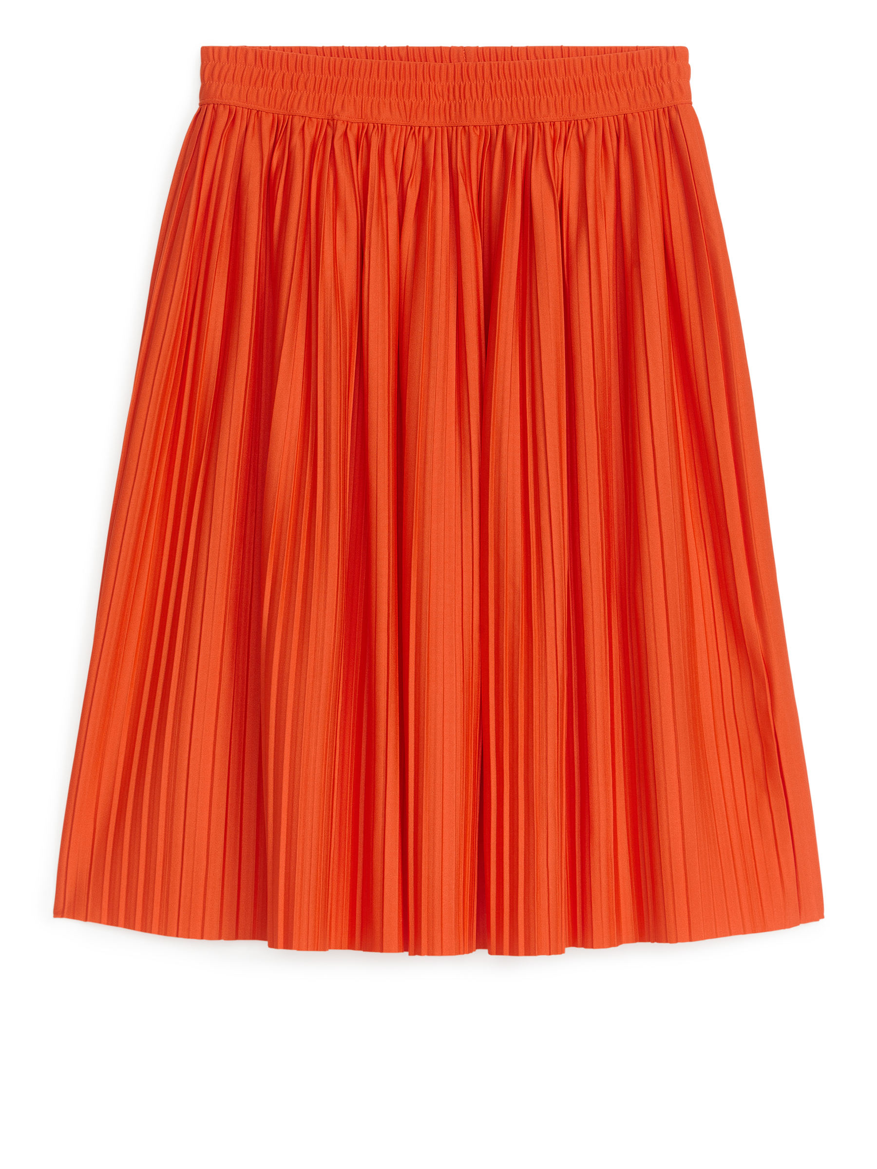Pleated Midi Skirt-Orange-6274