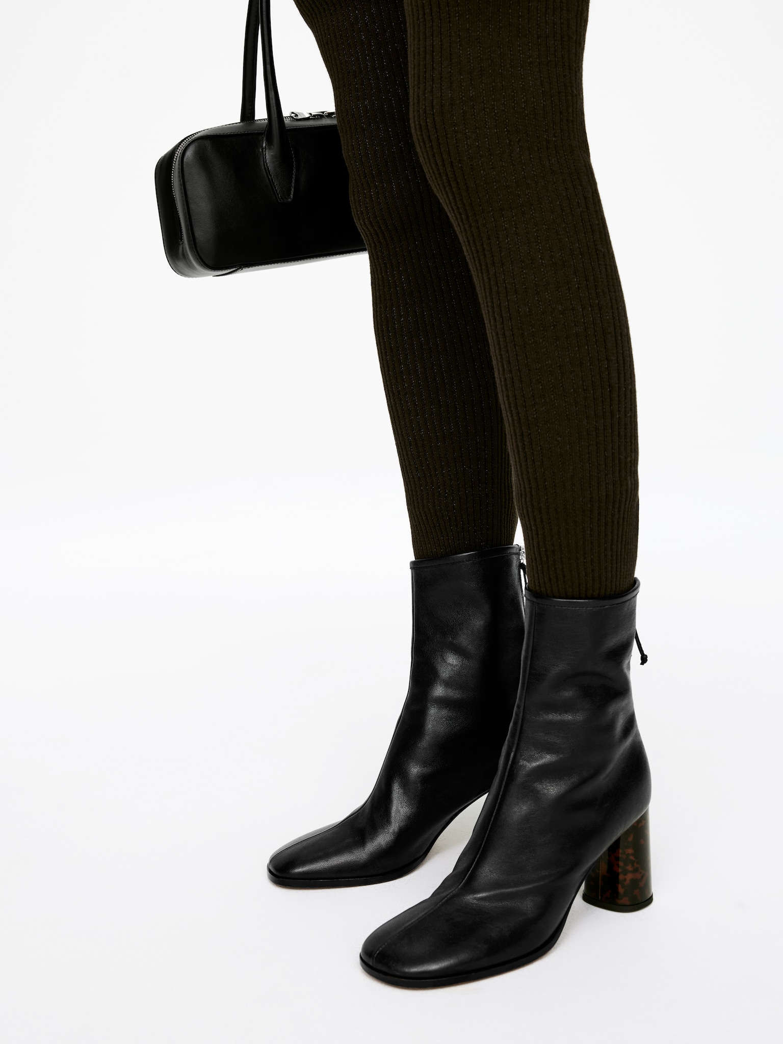 Bottes mi-mollet avec talon écaille de tortue - Noir