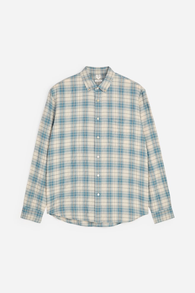 Regular Flannel Shirt - Blue/White/Dark Pink/Burgundy - 1