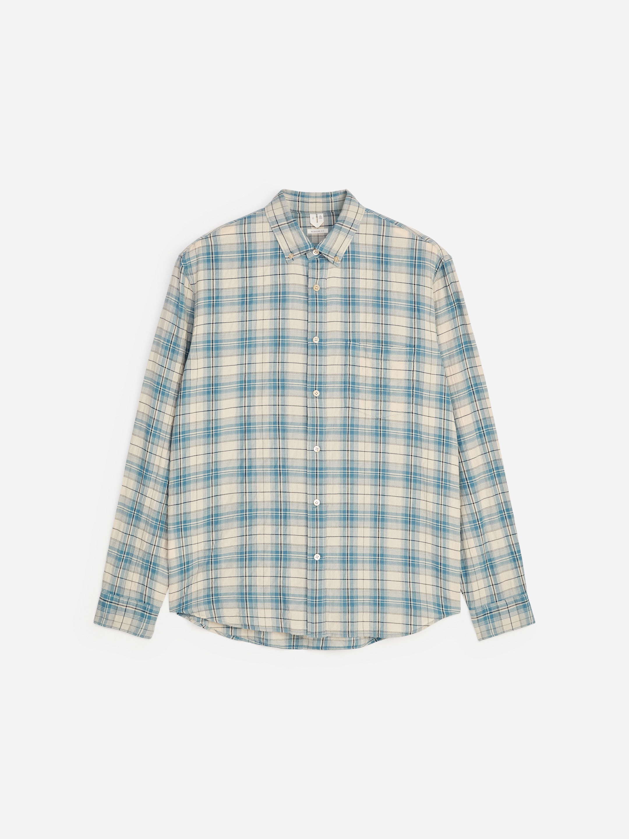 Regular Flannel Shirt-#8B99AA-19323