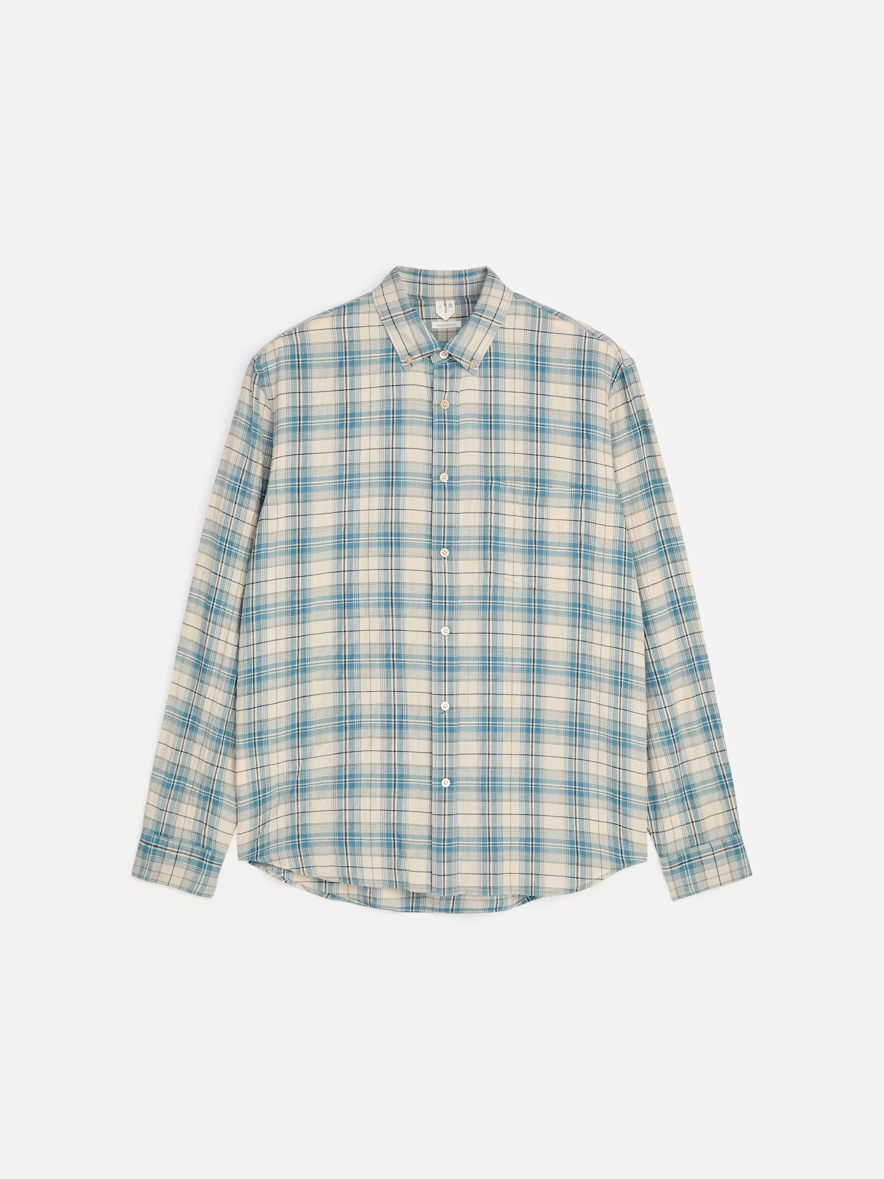 Regular Flannel Shirt - Blue/White - Regular fit - Men - StillMedia/DescriptiveStillLife - 1