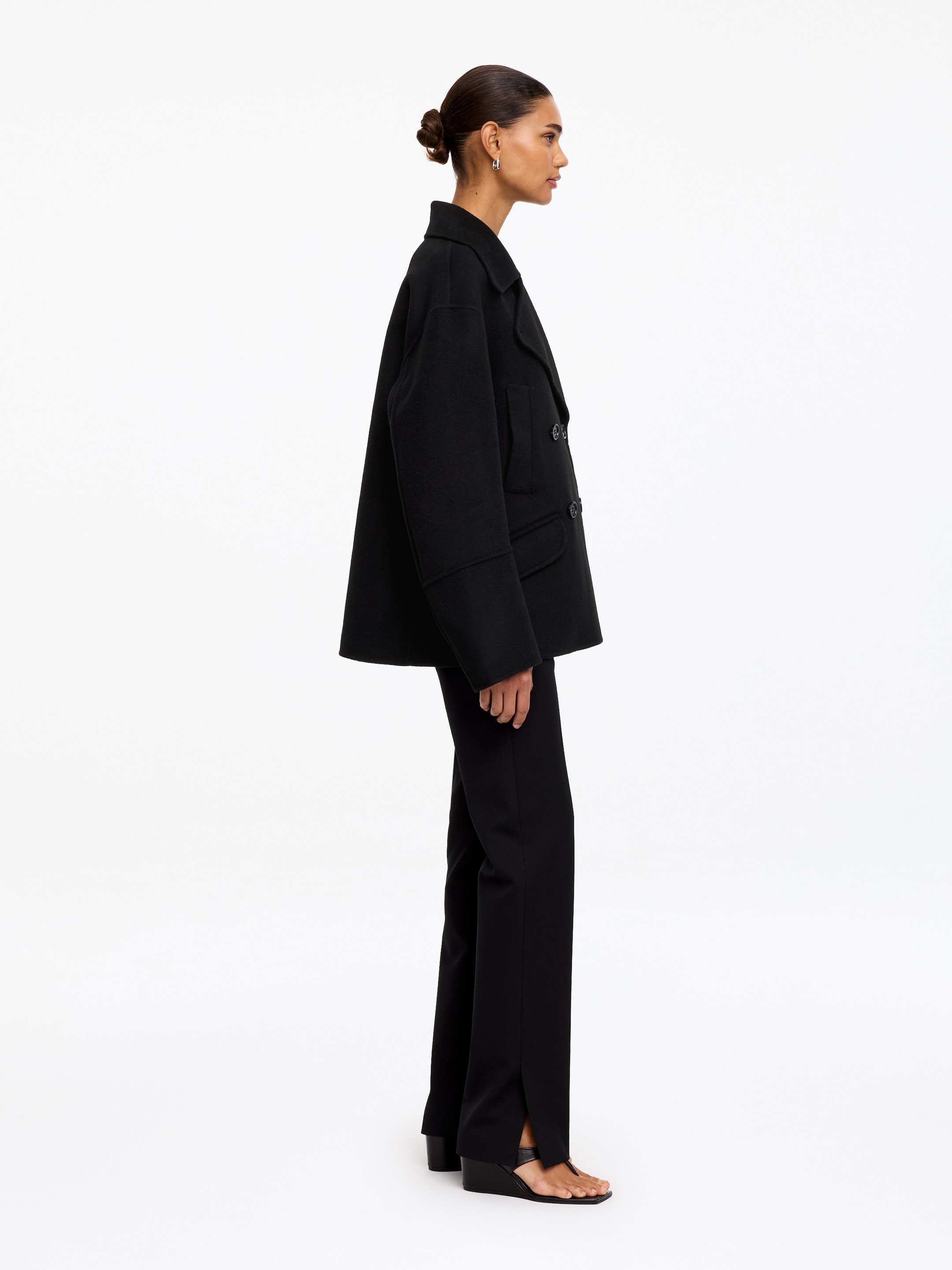 Wool-Blend Peacoat - Black - Relaxed fit - women - StillMedia/Lookbook - 5