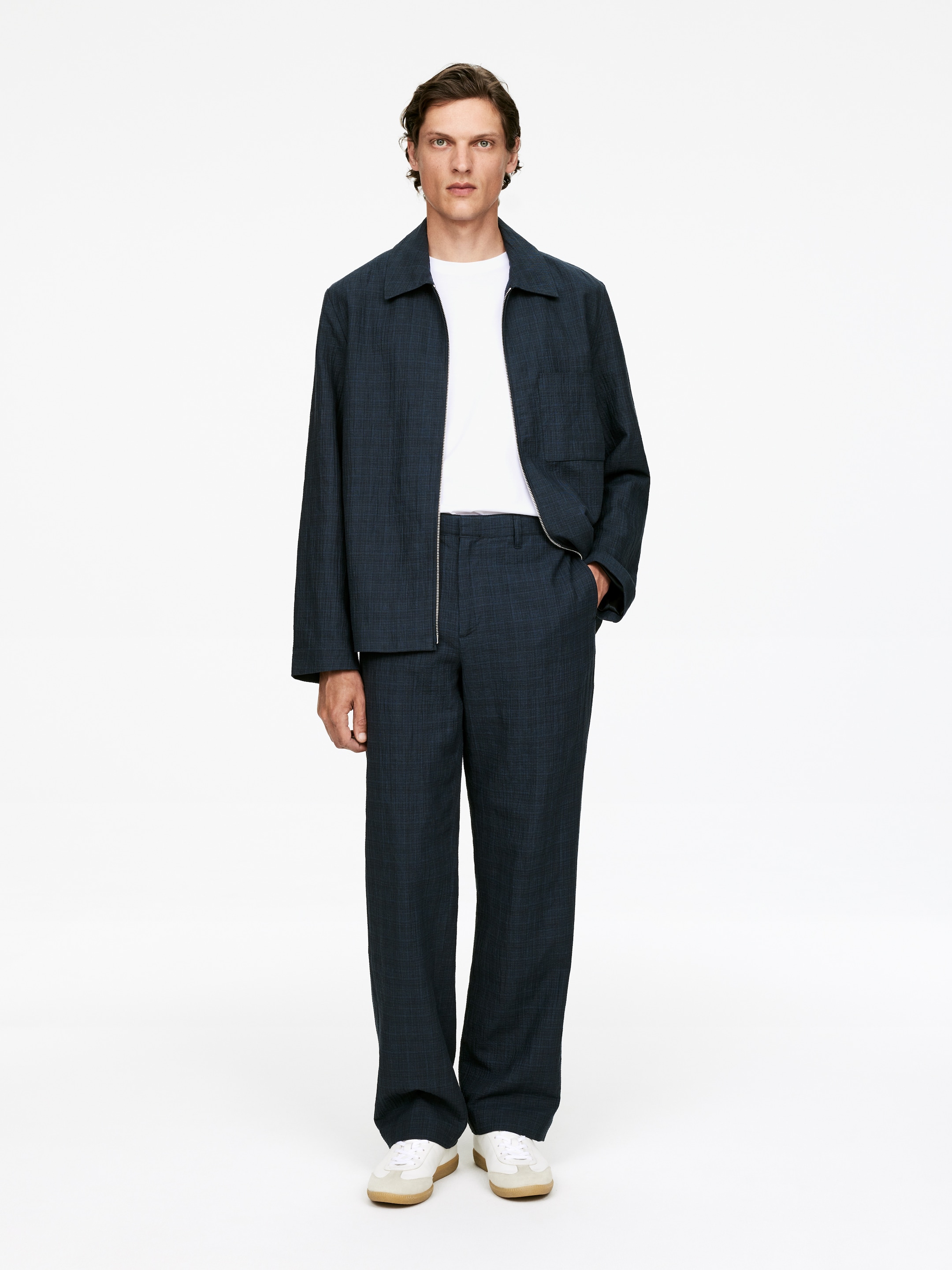 Visualizza immagine più grande: Pantaloni in seersucker - Blu scuro - UOMO | H&M IT 1